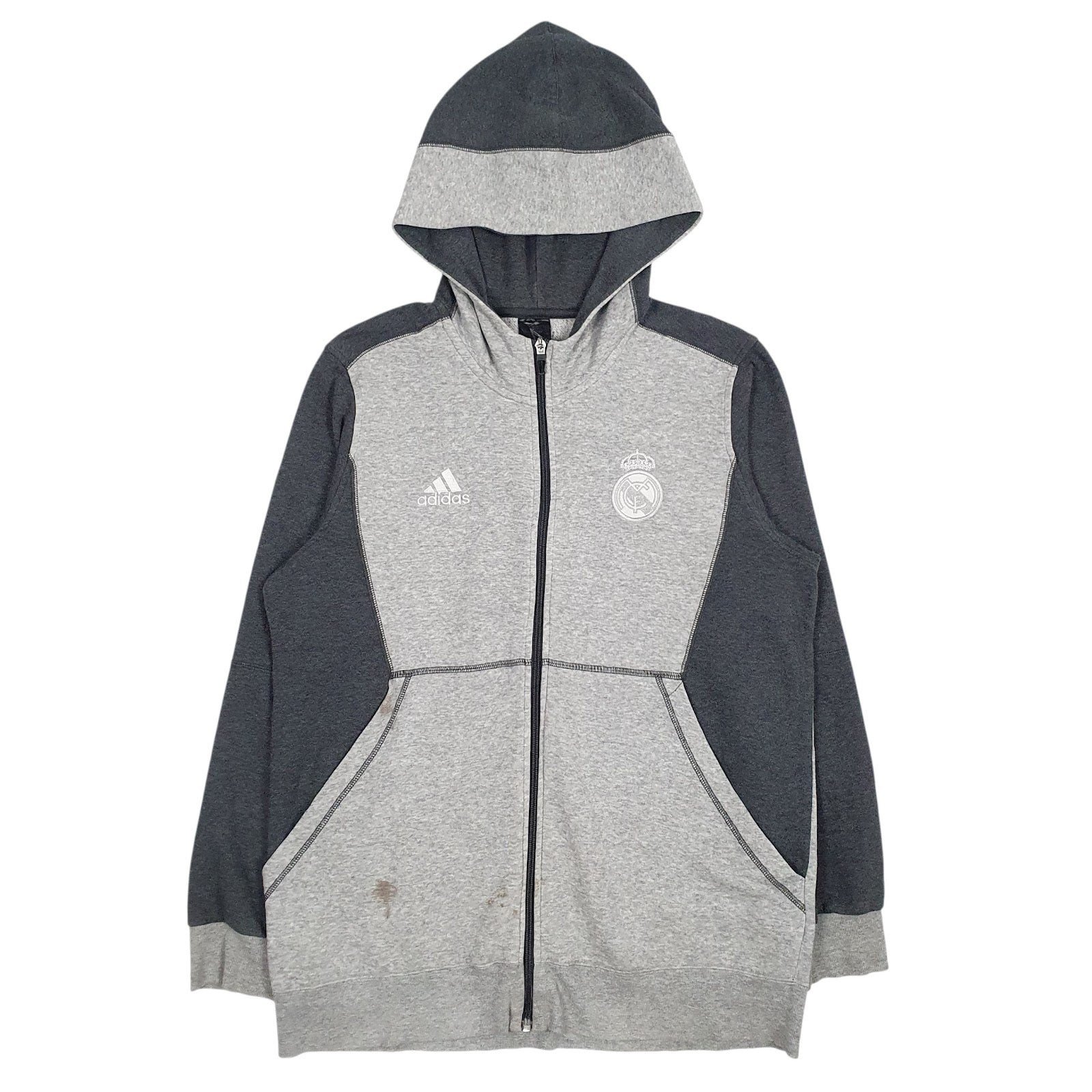 Mens Grey Adidas Real Madrid Full Zip Jumper