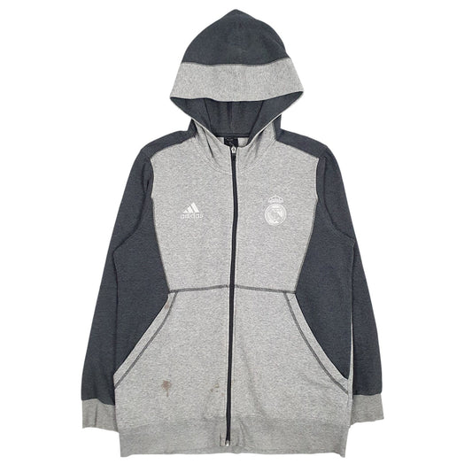 Mens Grey Adidas Real Madrid Full Zip Jumper
