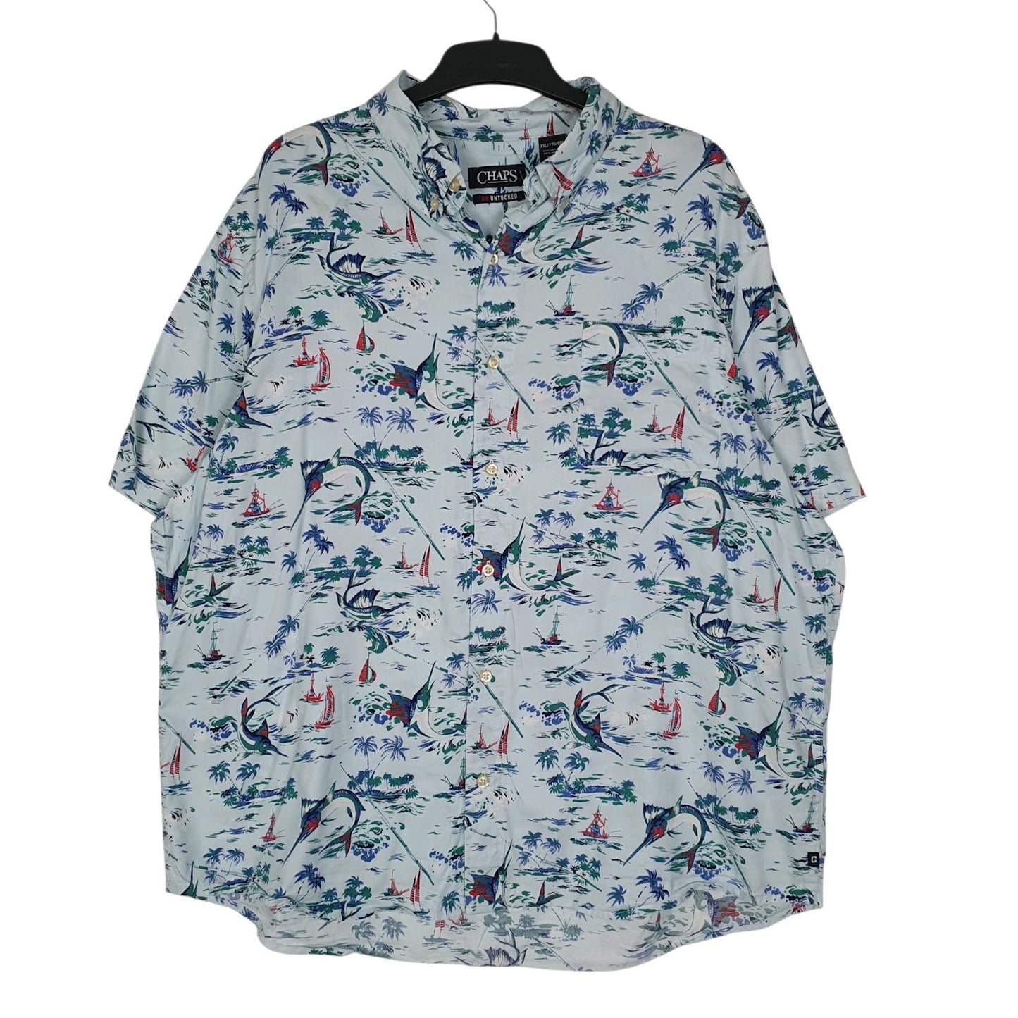 Mens Blue Chaps Hawaiian Short Sleeve Shirt
