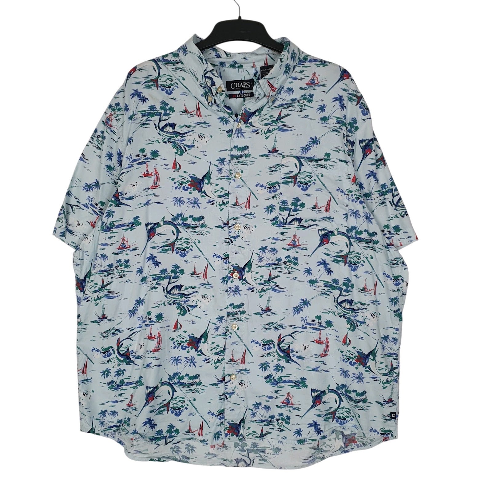 Mens Blue Chaps Hawaiian Short Sleeve Shirt