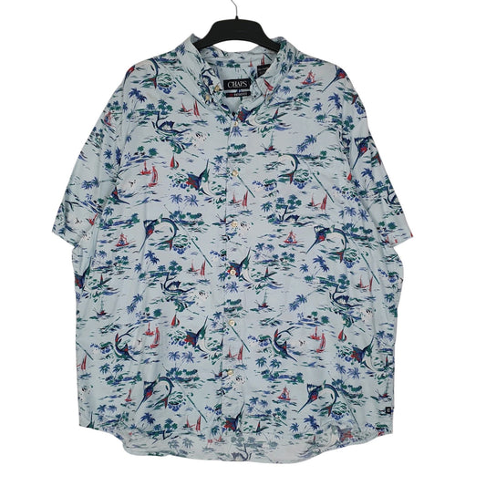 Mens Blue Chaps Hawaiian Short Sleeve Shirt