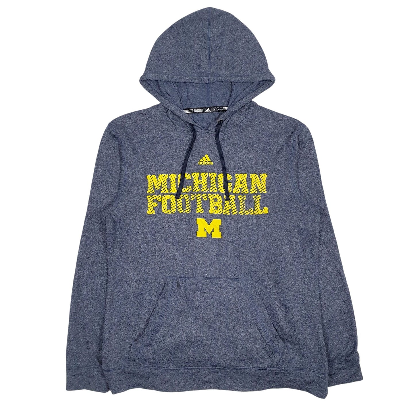 Mens Blue Adidas Climawarm Michigan Football Hoodie Jumper