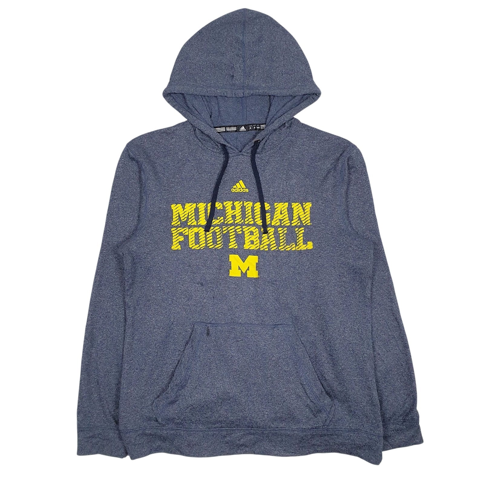 Mens Blue Adidas Climawarm Michigan Football Hoodie Jumper
