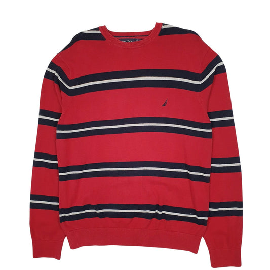 Mens Red Nautica Lightweight Crewneck Jumper
