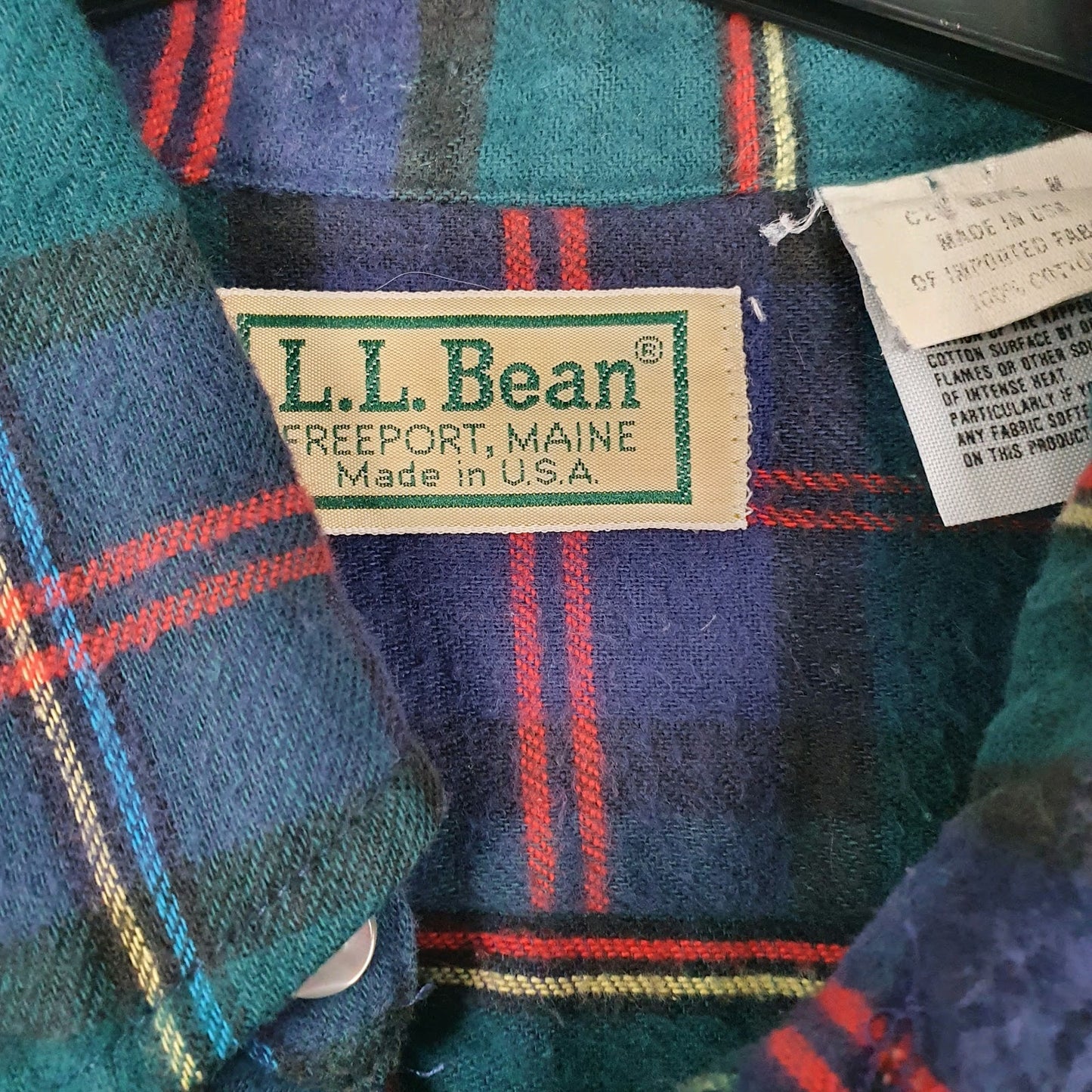 Mens Green L.L.Bean Flannel Vintage 90s Made In USA  Shirt