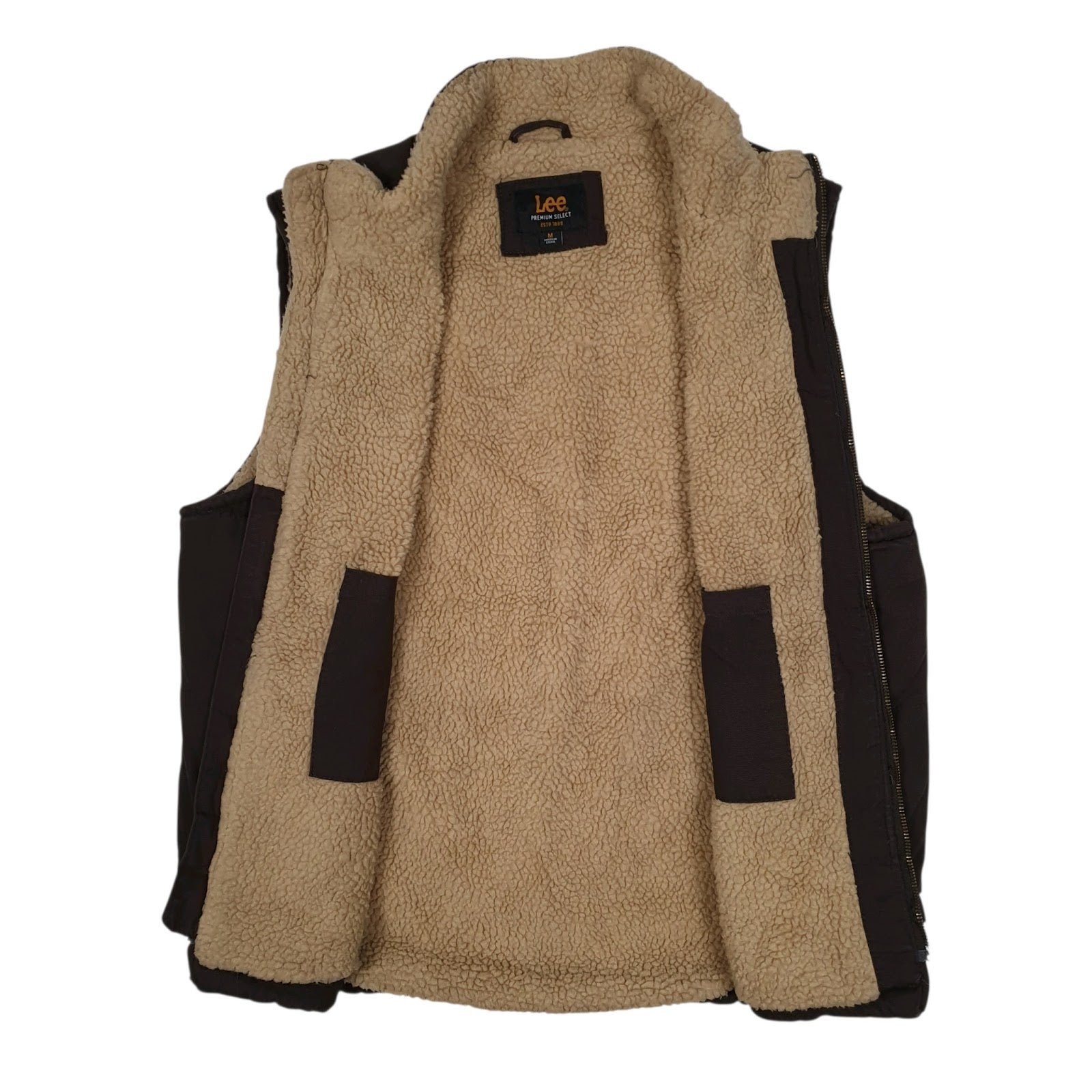 Mens Brown Lee Vest Bodywarmer Sherpa Lined  Coat