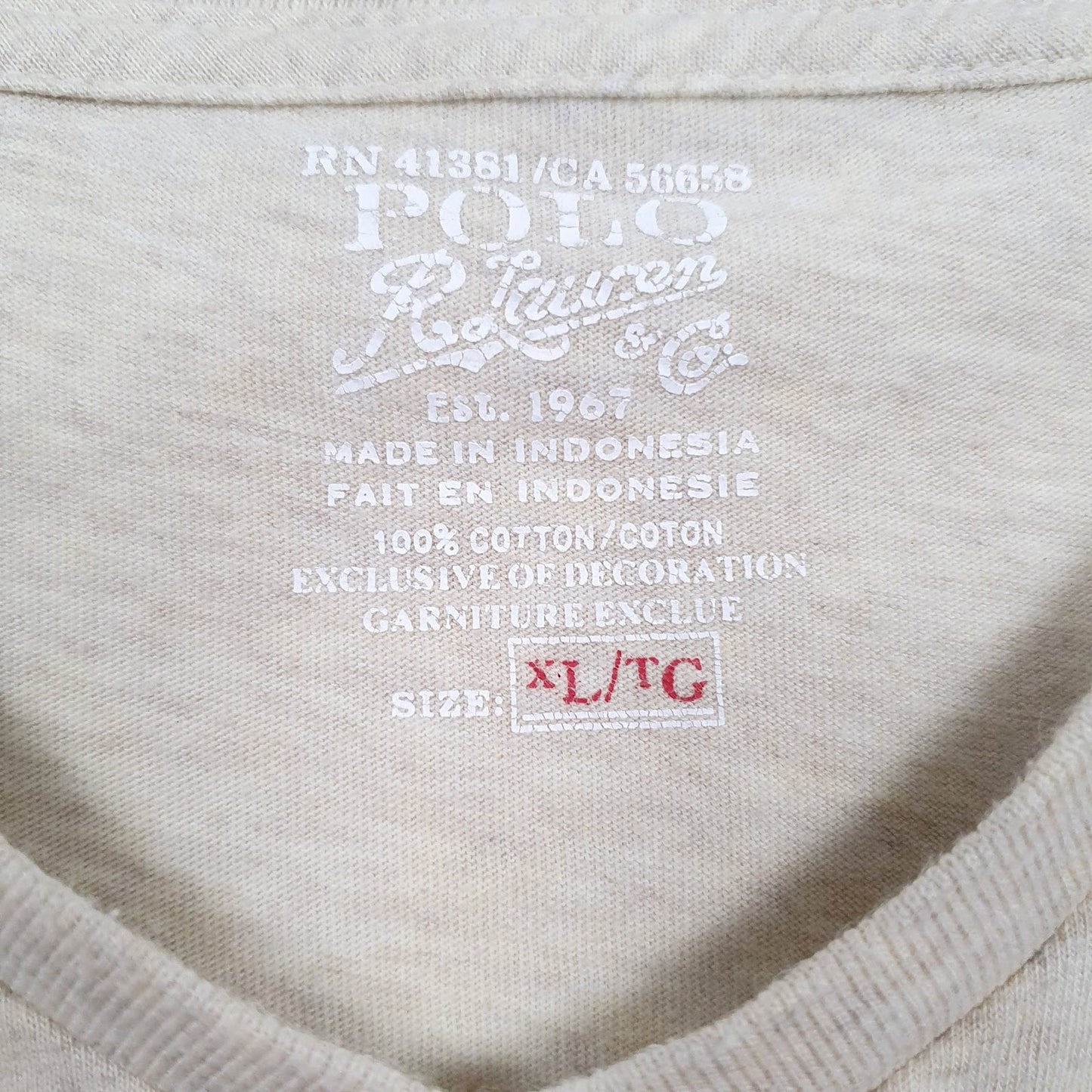 Mens Beige Polo Ralph Lauren   T Shirt