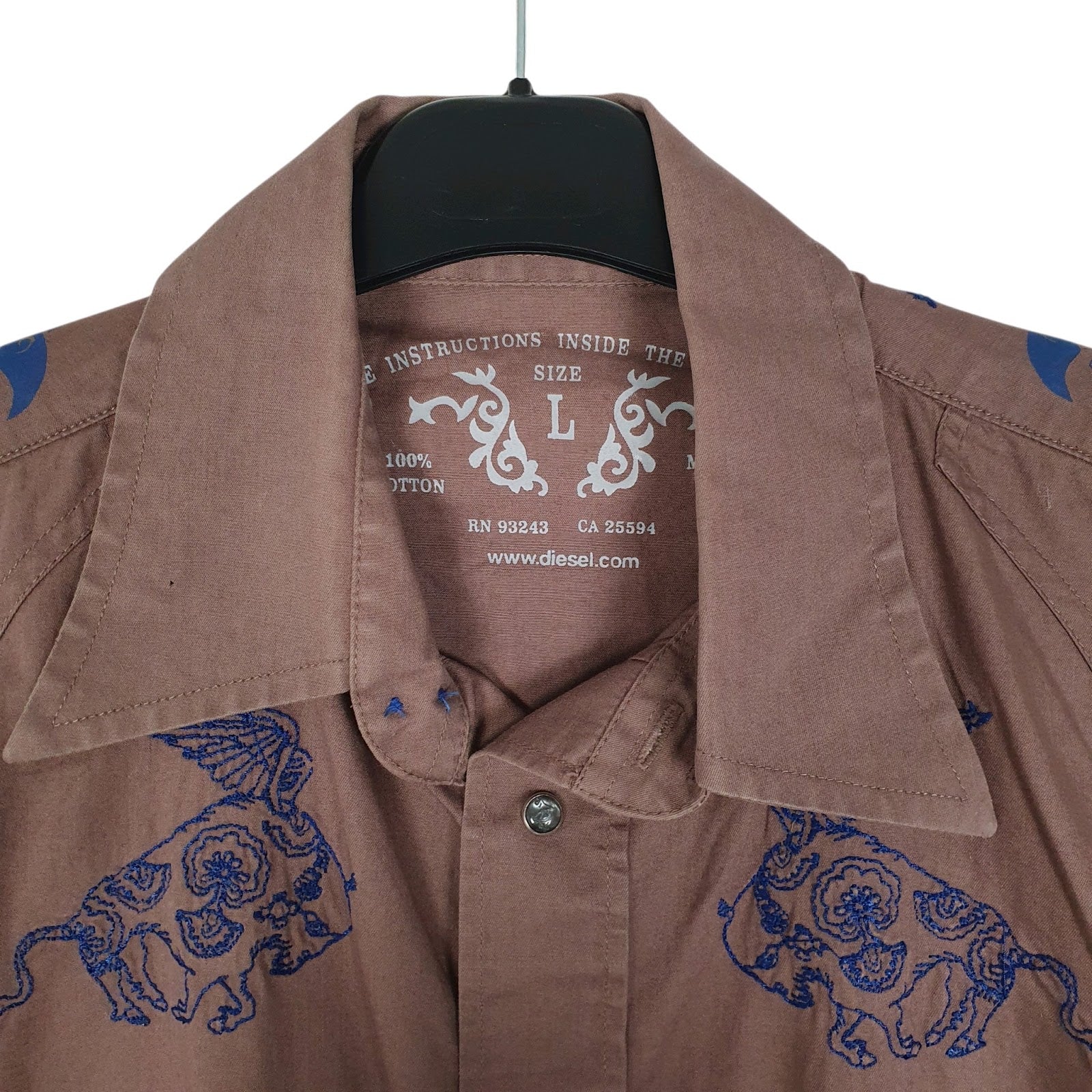 Mens Brown Diesel Western Cowboy  Shirt