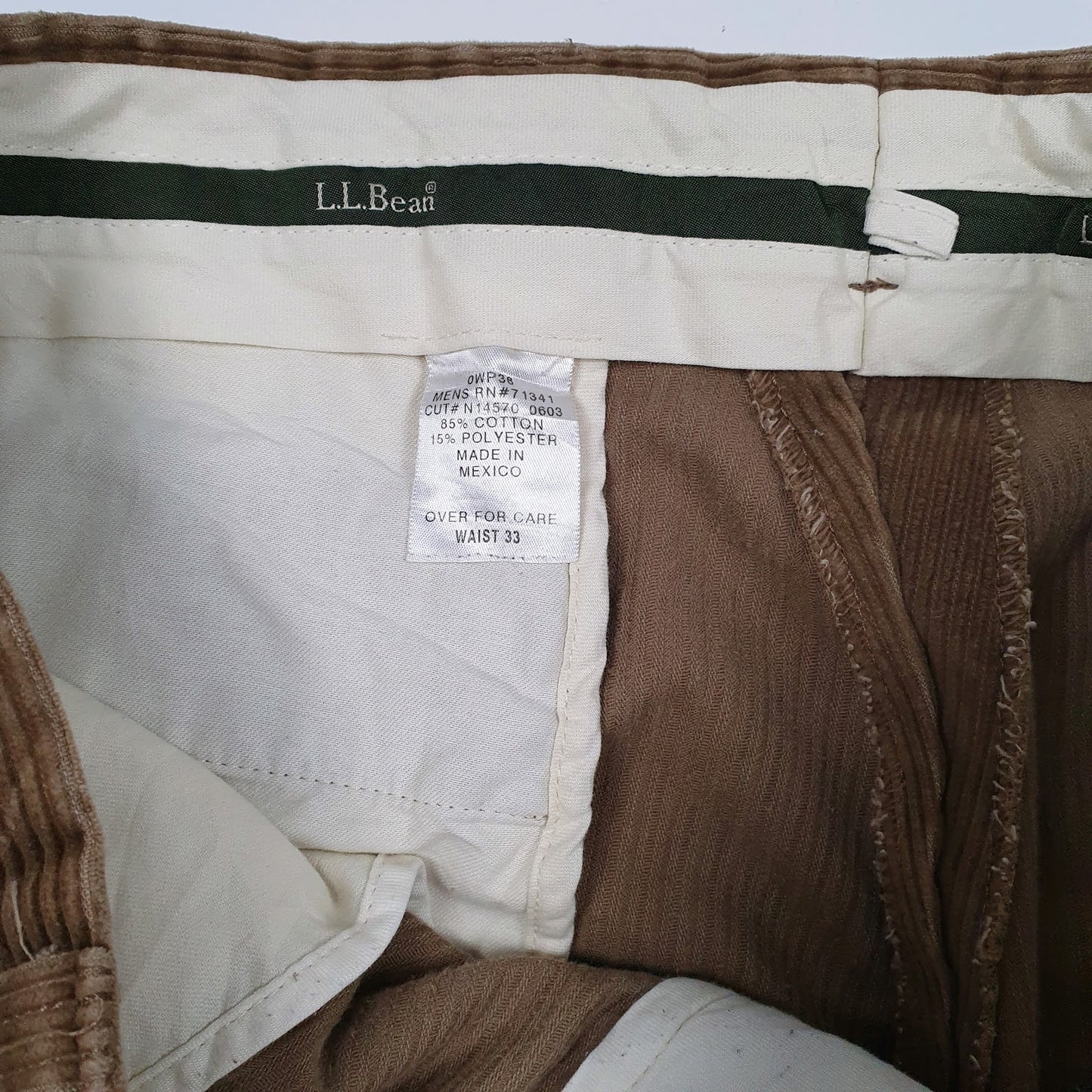 Mens Brown L.L.Bean Double Pleated  Trousers