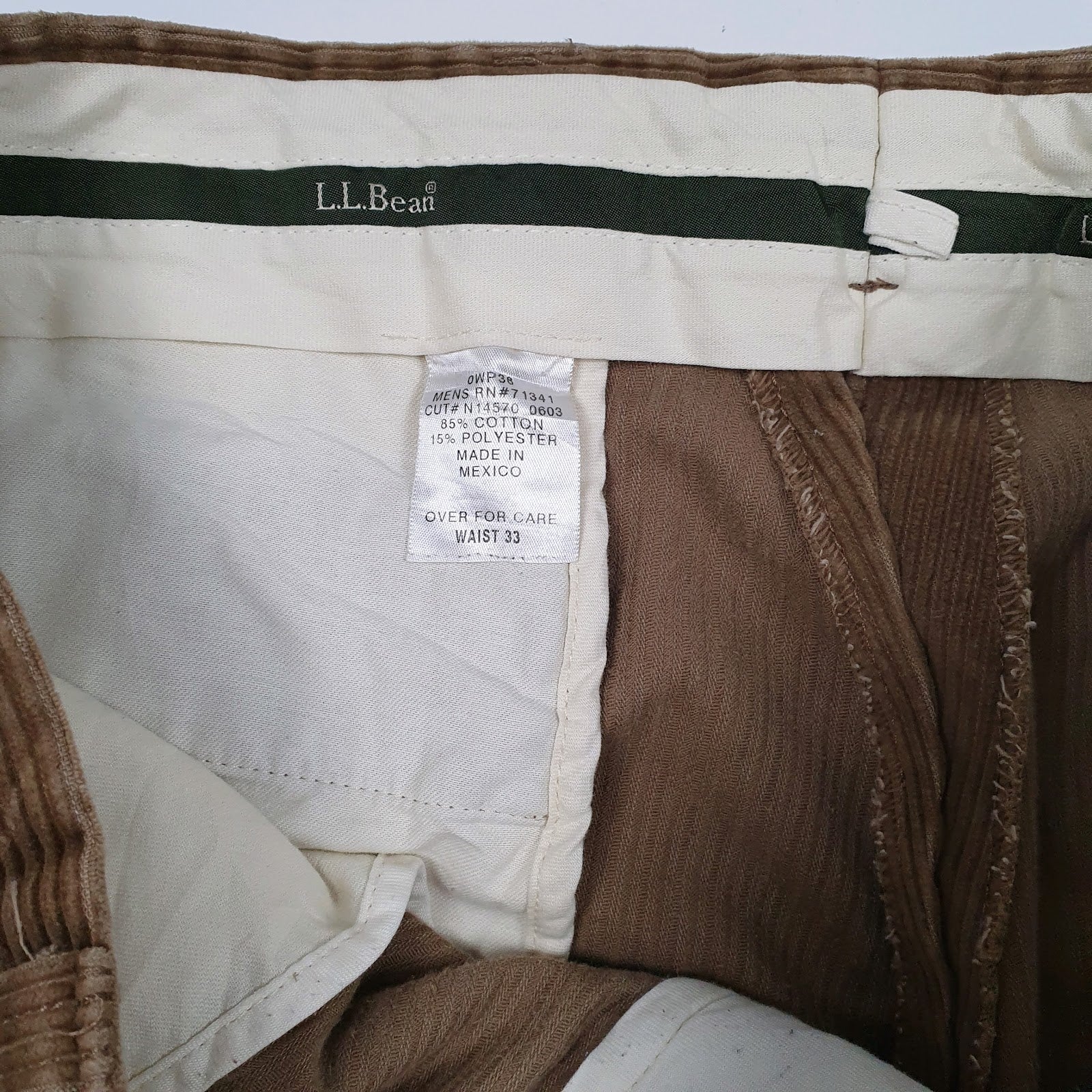 Mens Brown L.L.Bean Double Pleated  Trousers