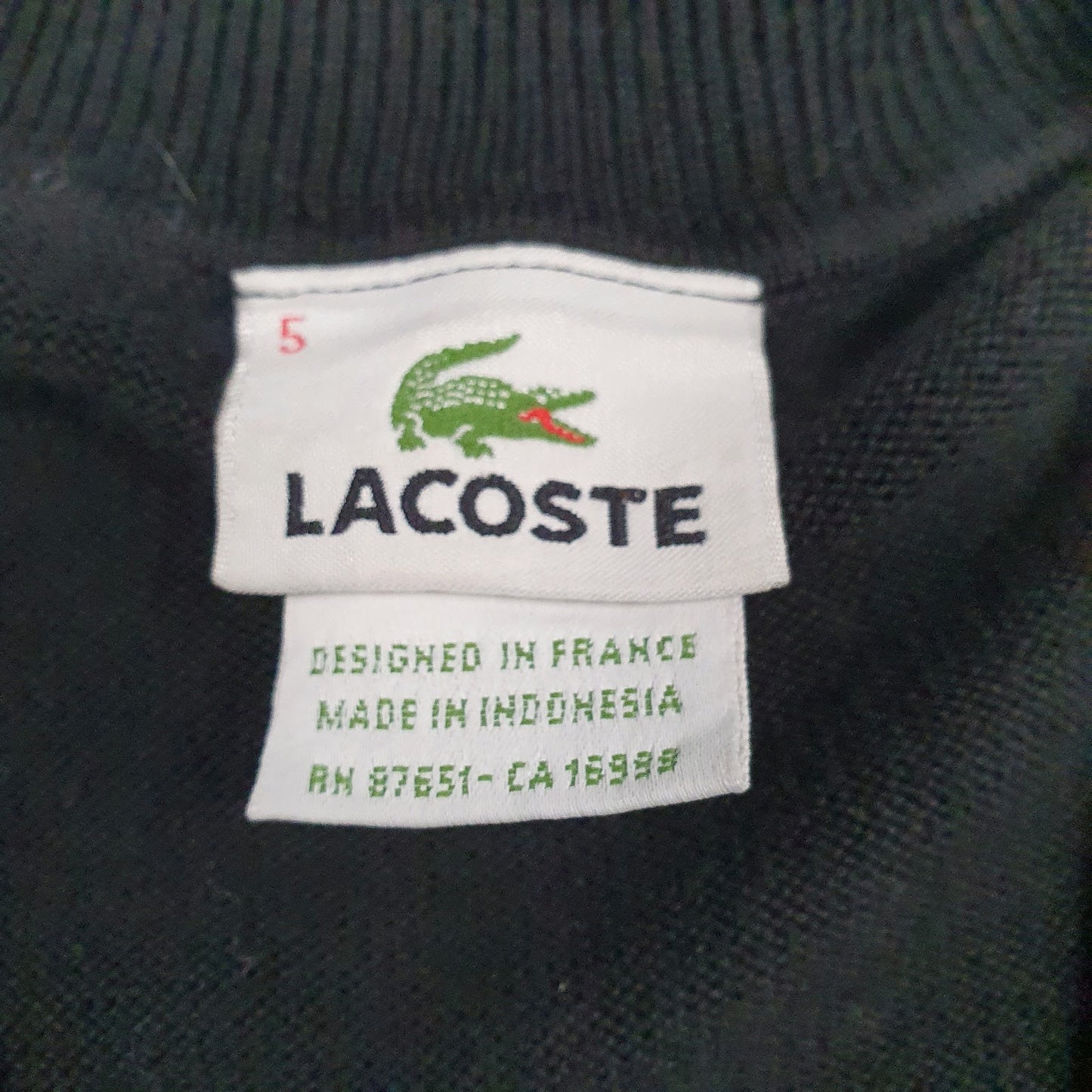 Mens Black Lacoste  Quarter Zip Jumper
