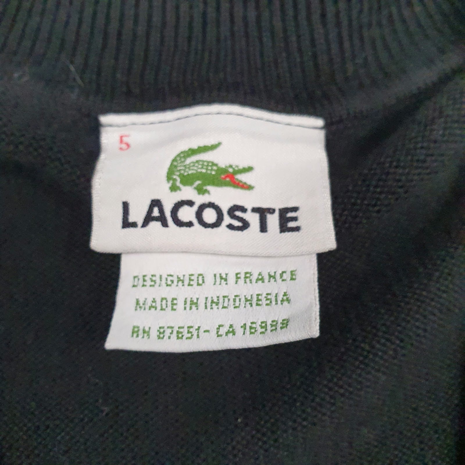 Mens Black Lacoste  Quarter Zip Jumper