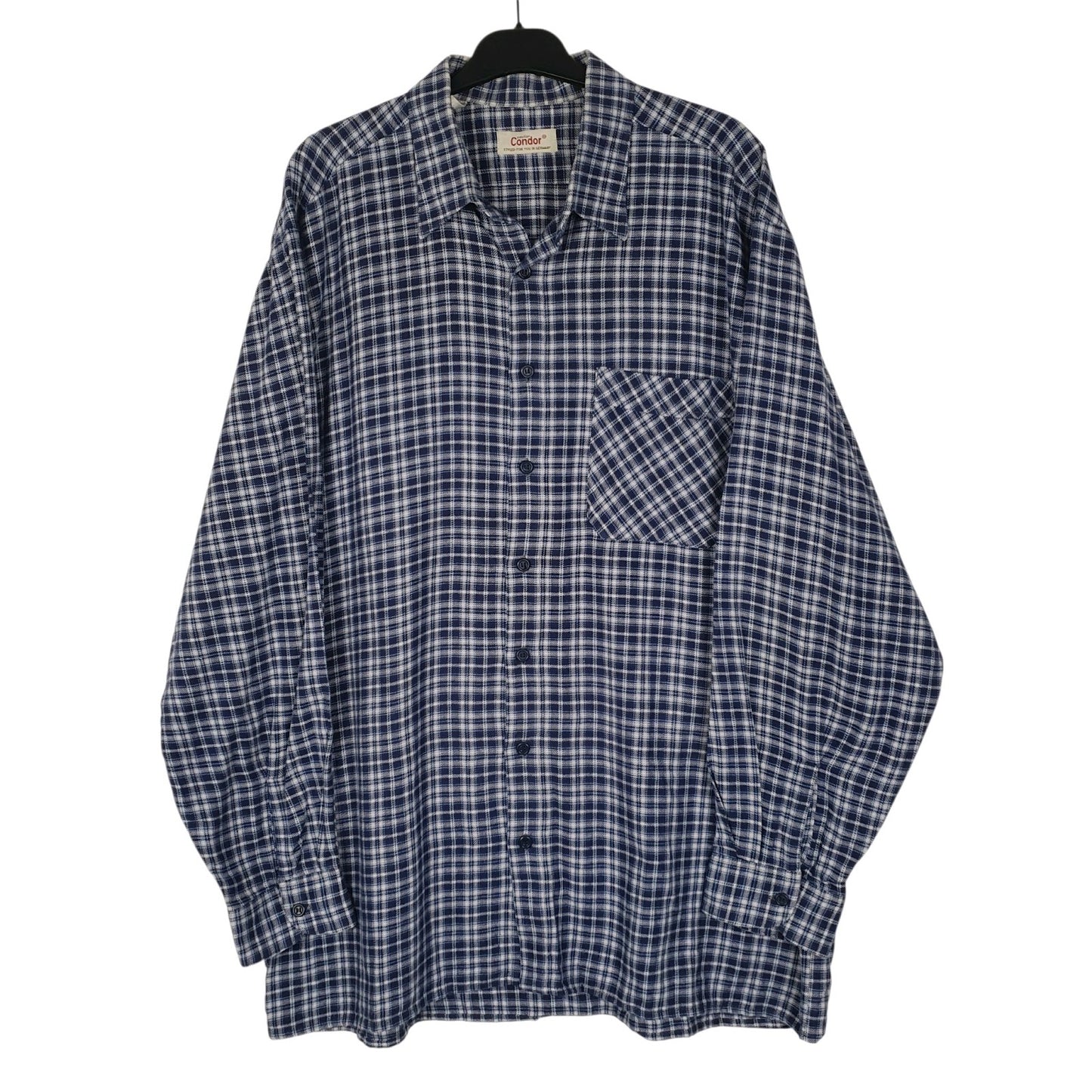 Mens Navy Condor Plaid Flannel Long Sleeve Shirt