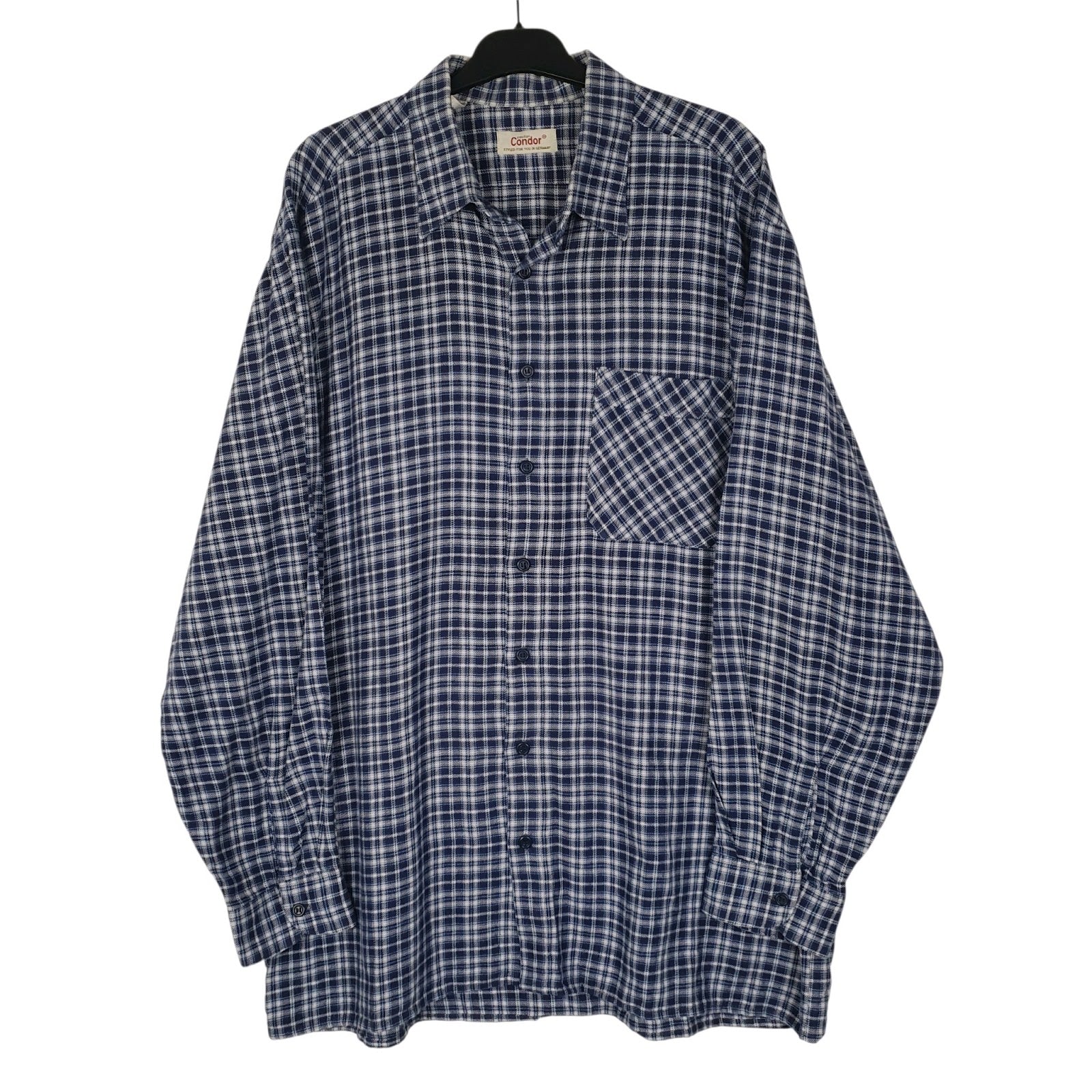 Mens Navy Condor Plaid Flannel Long Sleeve Shirt