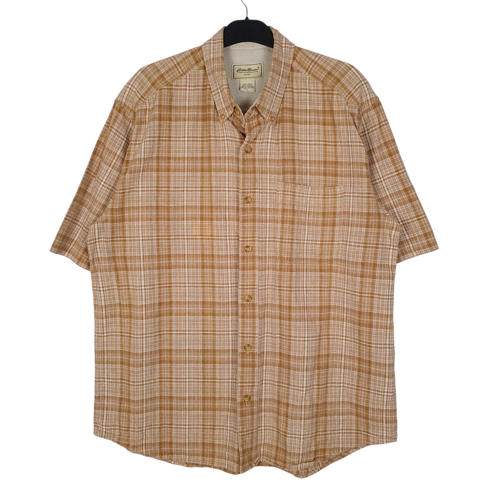 Mens Beige Eddie Bauer  Short Sleeve Shirt