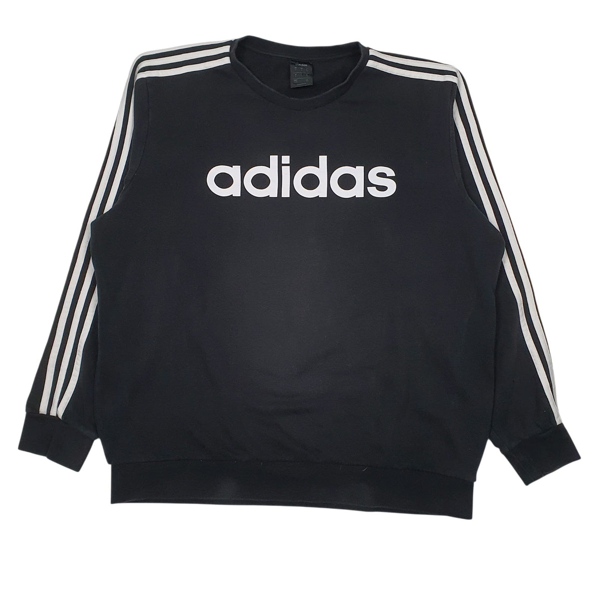 Mens Black Adidas Spellout Crewneck Jumper