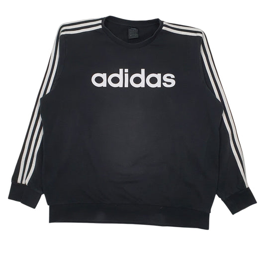 Mens Black Adidas Spellout Crewneck Jumper