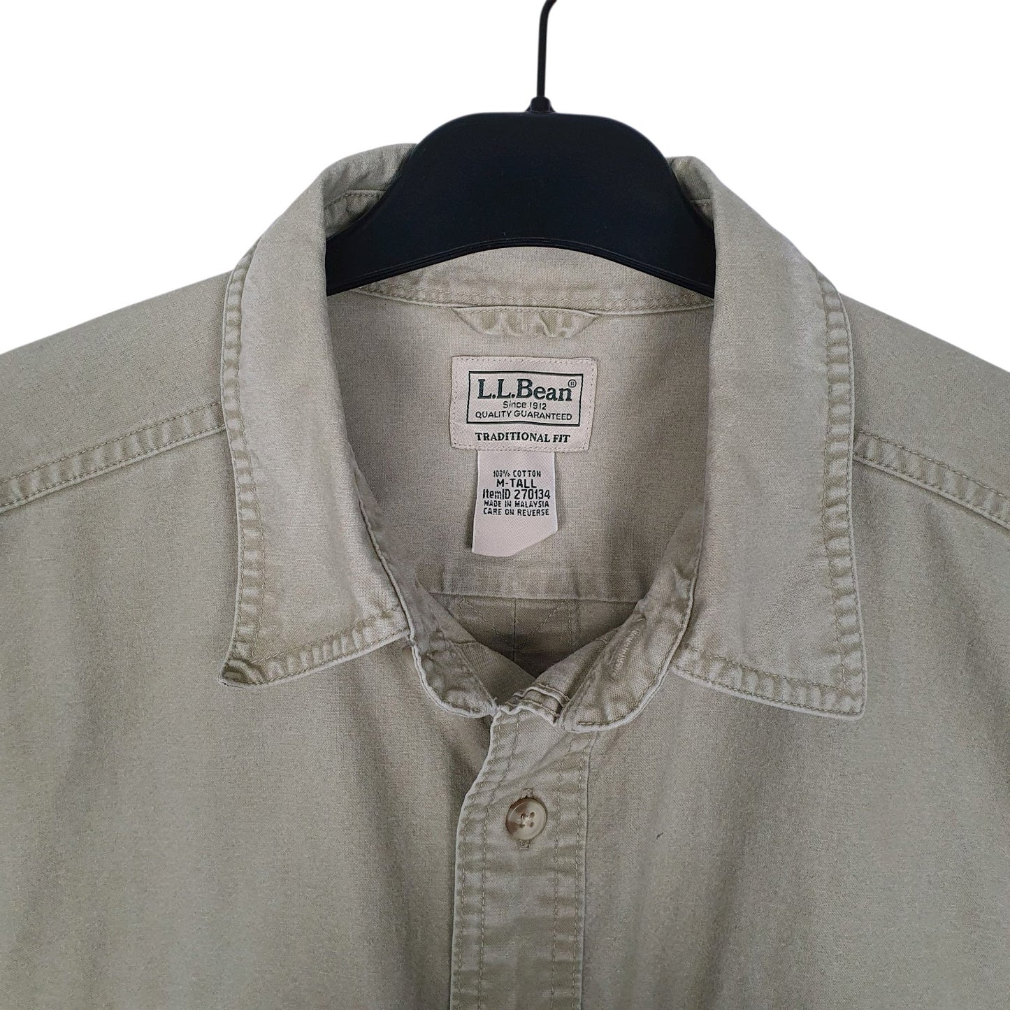 Mens Beige L.L.Bean Sunwashed Canvas Tall  Shirt