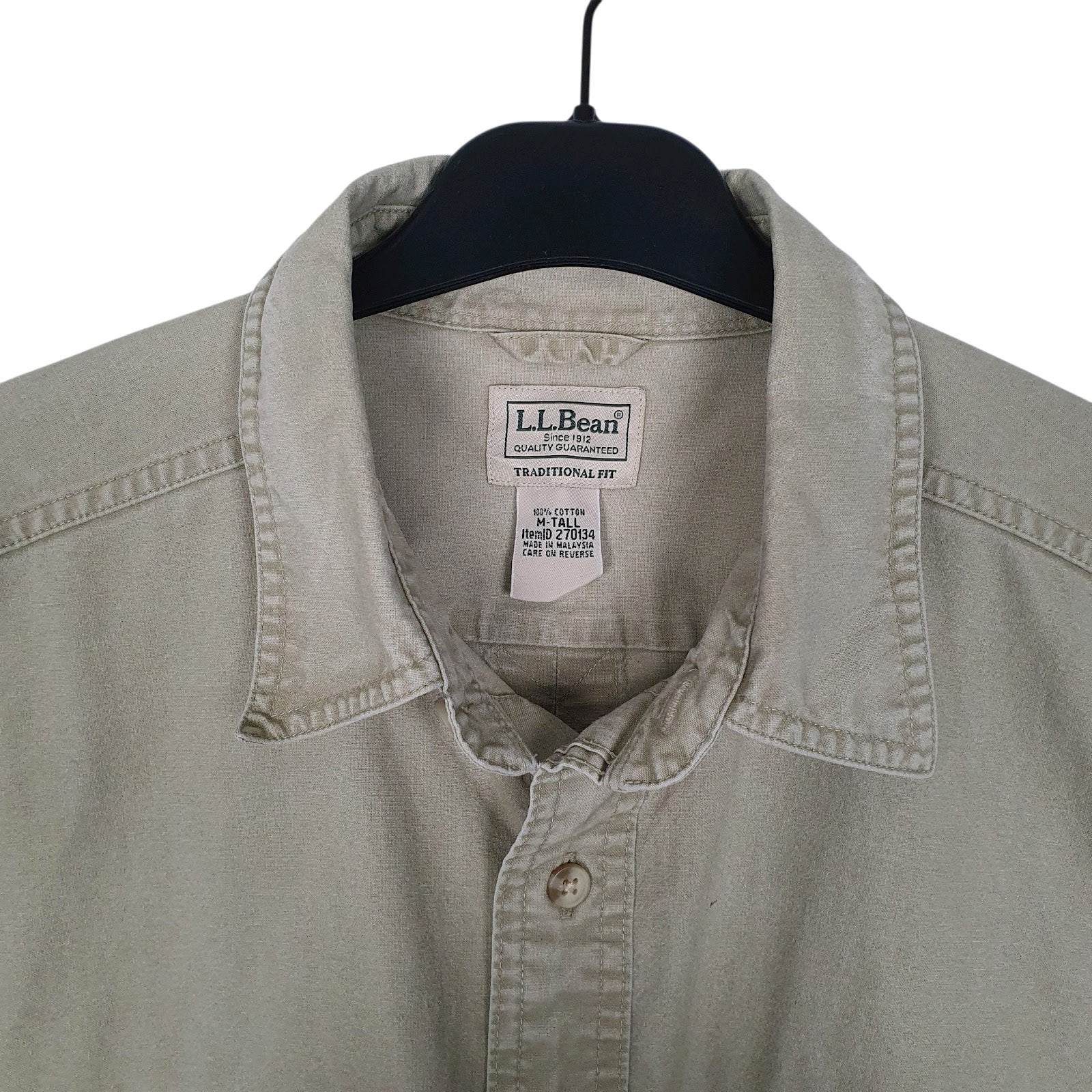 Mens Beige L.L.Bean Sunwashed Canvas Tall  Shirt