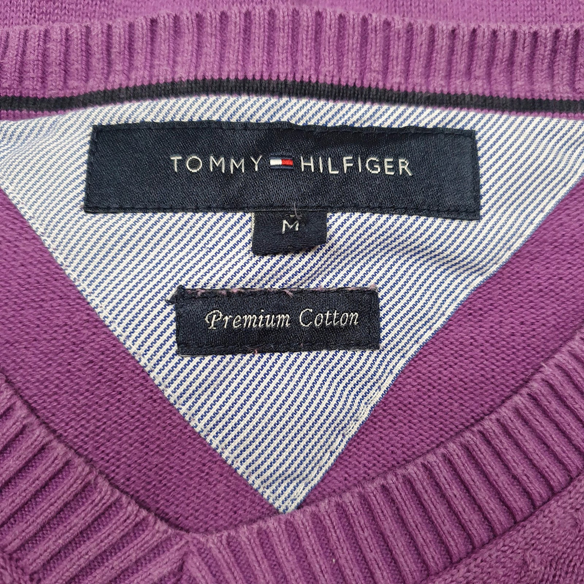 Mens Purple Tommy Hilfiger  V Neck Jumper
