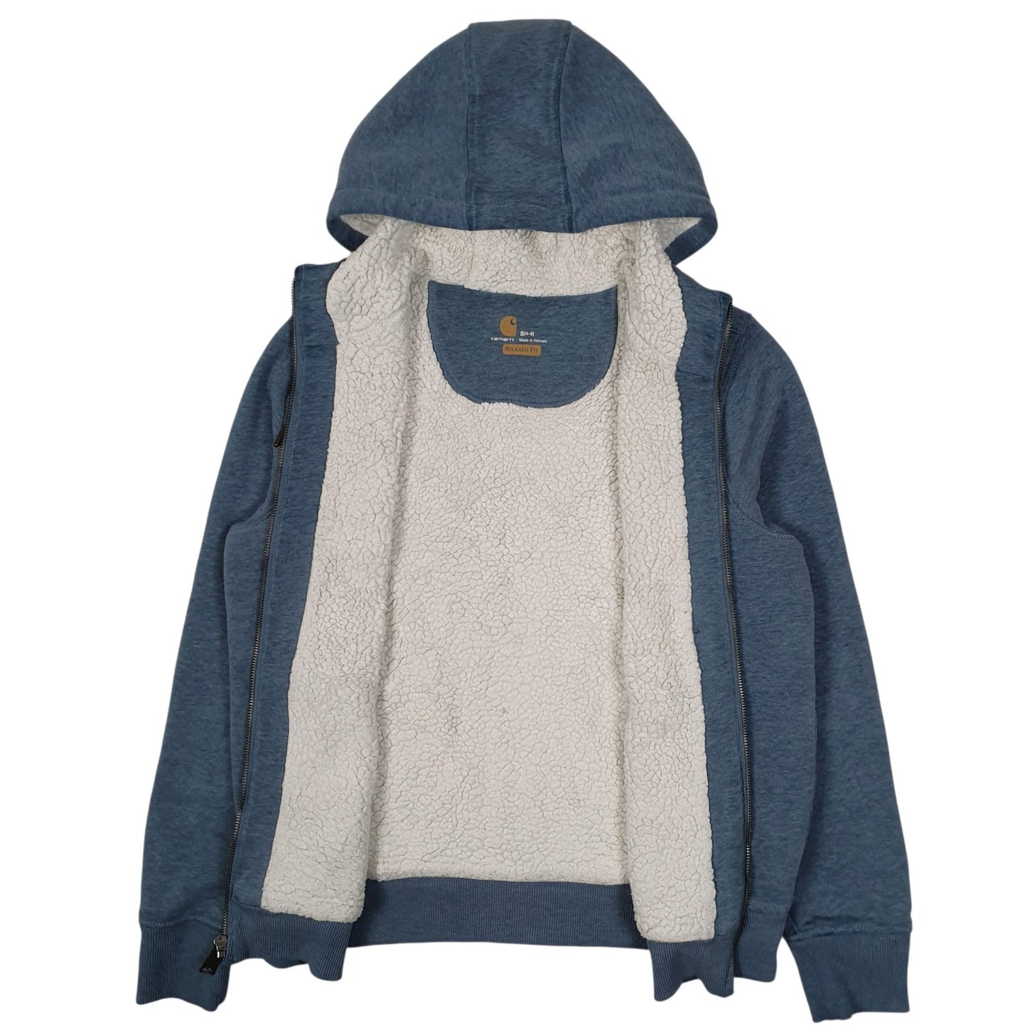 Womens Blue Carhartt Hoodie Sherpa Lined Full Zip Jumper