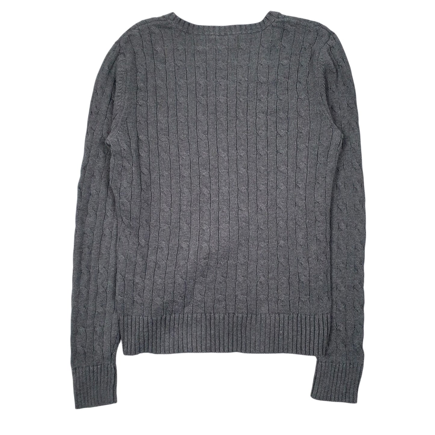 Womens Grey Tommy Hilfiger Cable Knit V Neck Jumper