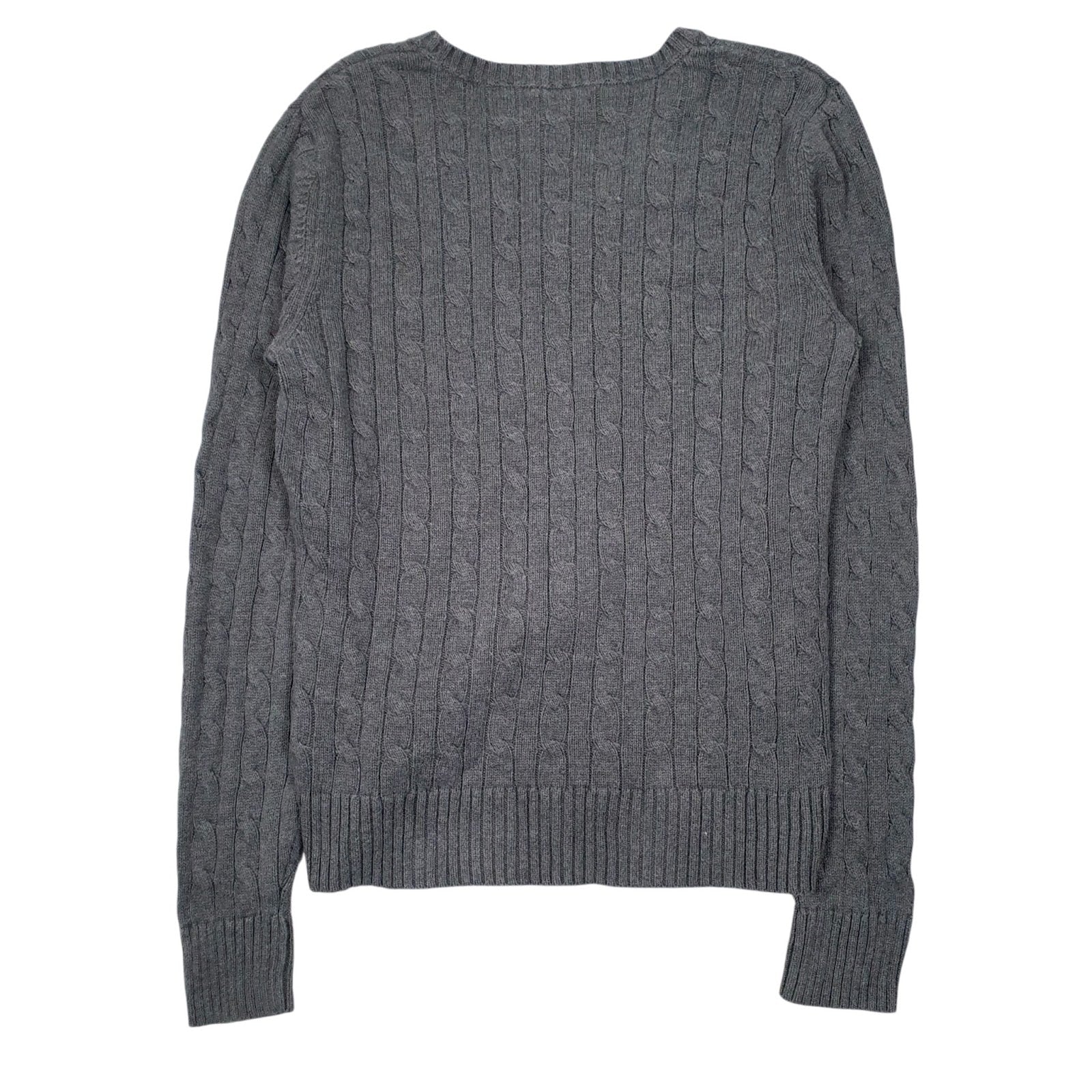 Womens Grey Tommy Hilfiger Cable Knit V Neck Jumper