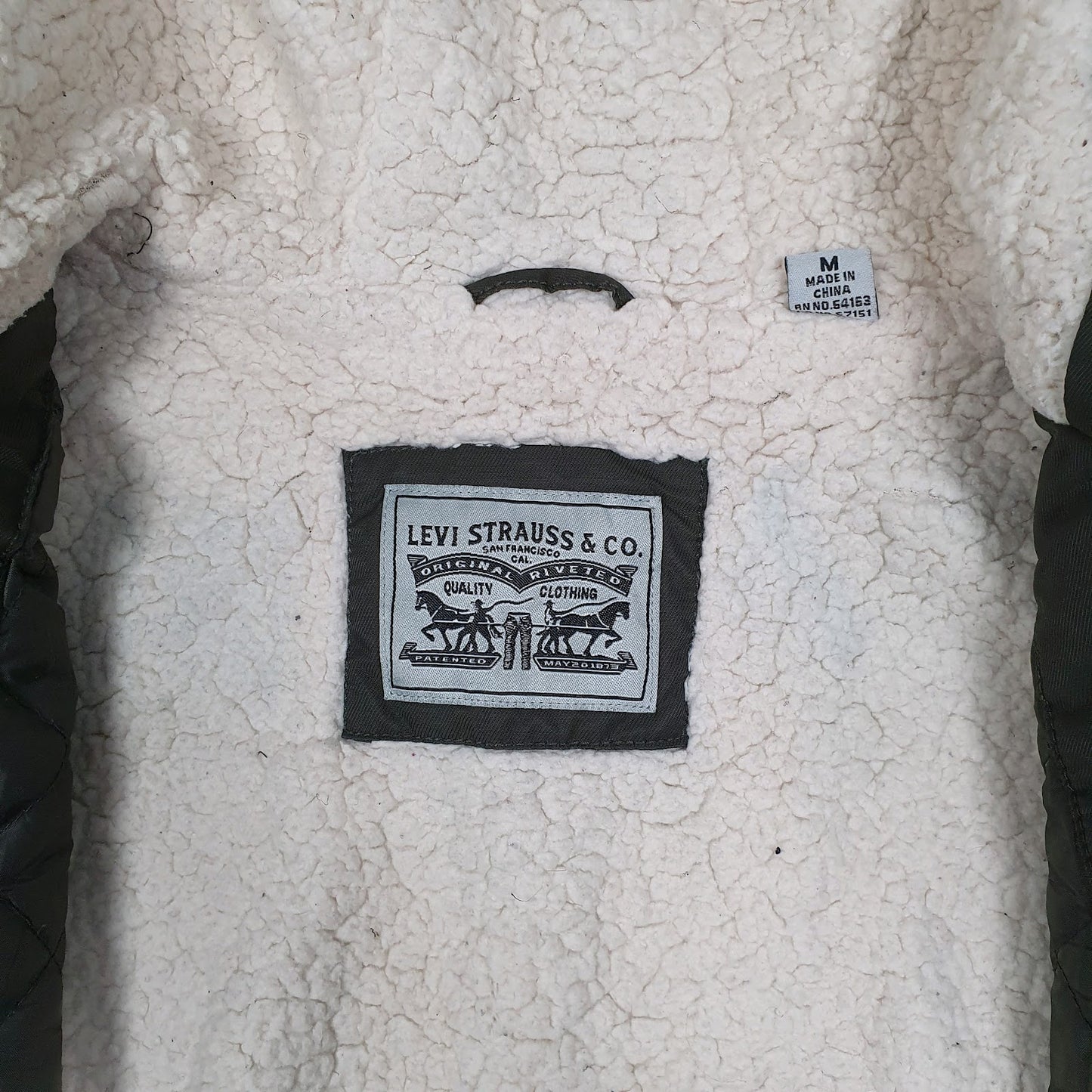 Mens Green Levis Military Sherpa Lined  Coat