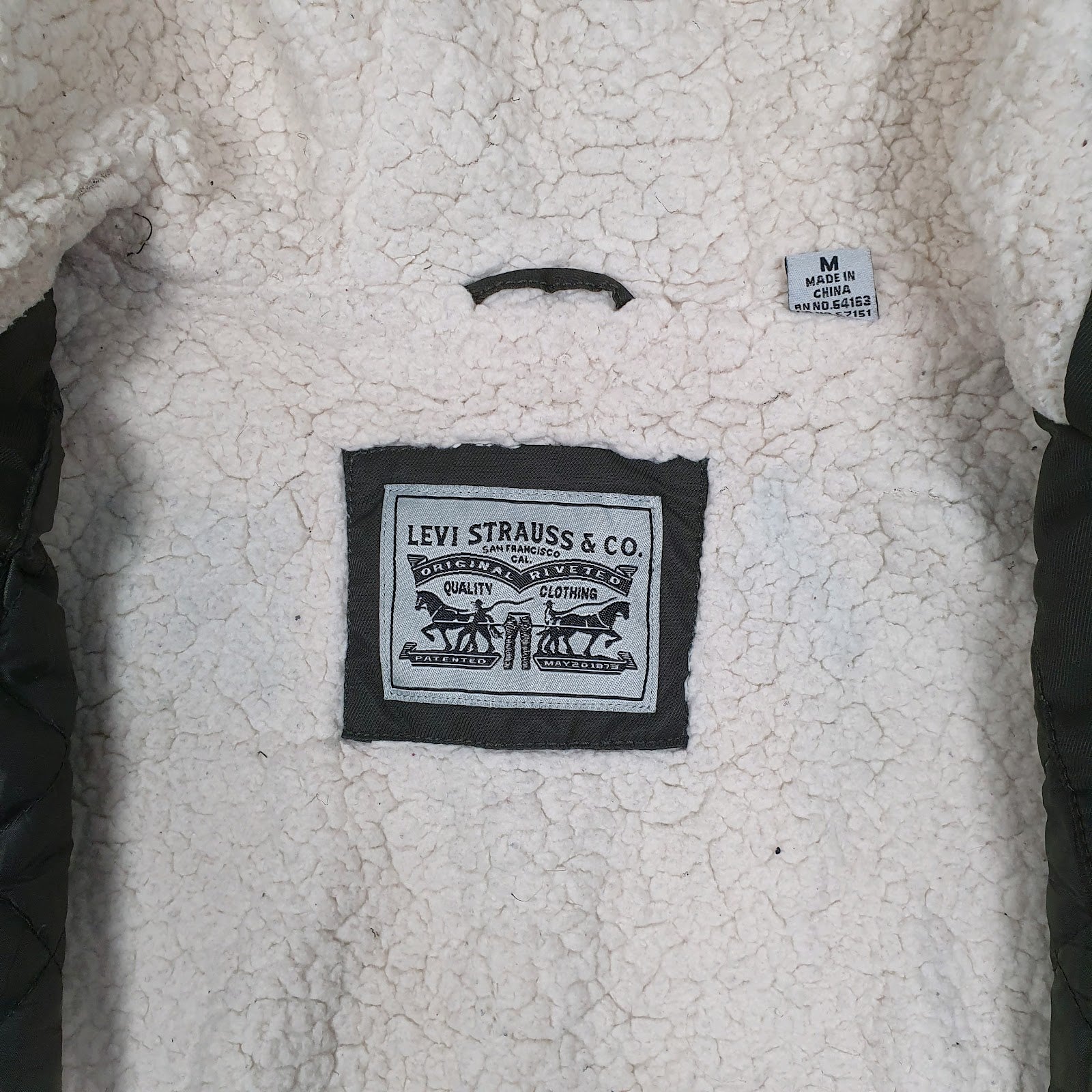 Mens Green Levis Military Sherpa Lined  Coat