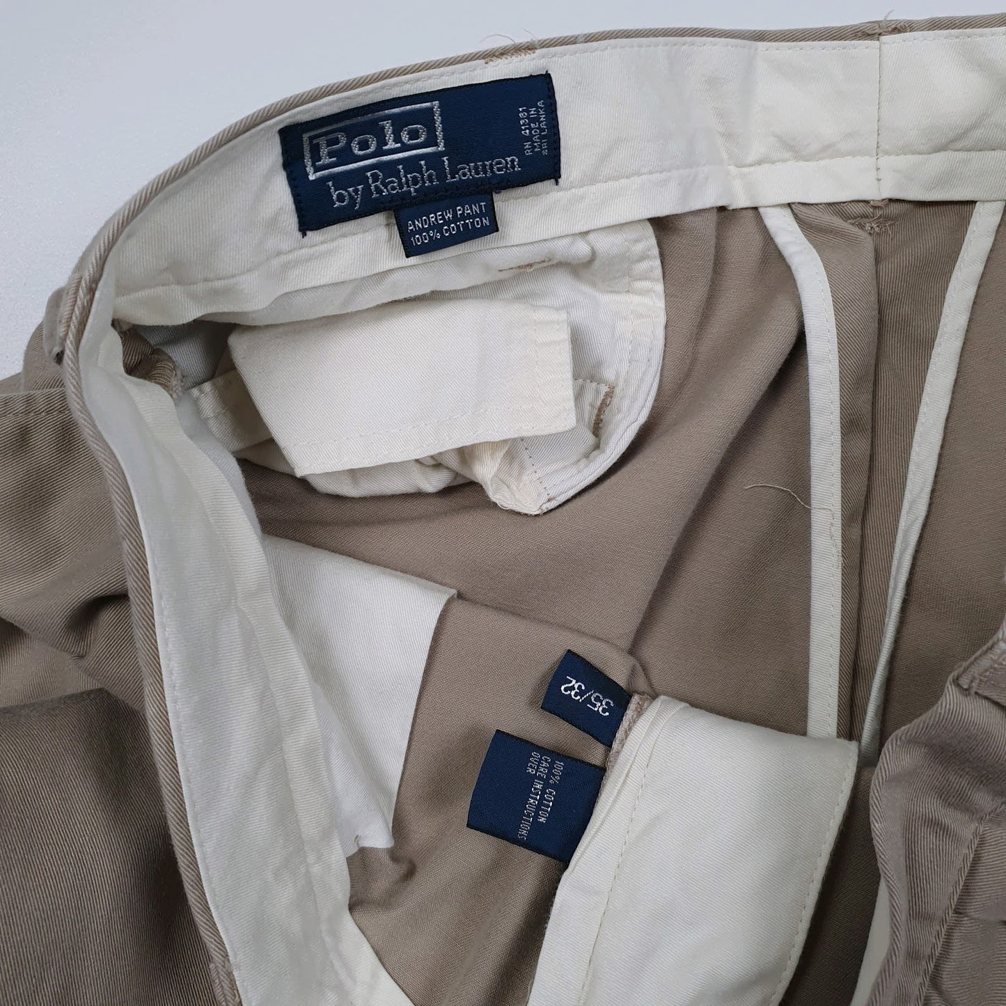 Mens Beige Polo Ralph Lauren Andrew Pant Double Pleated  Trousers