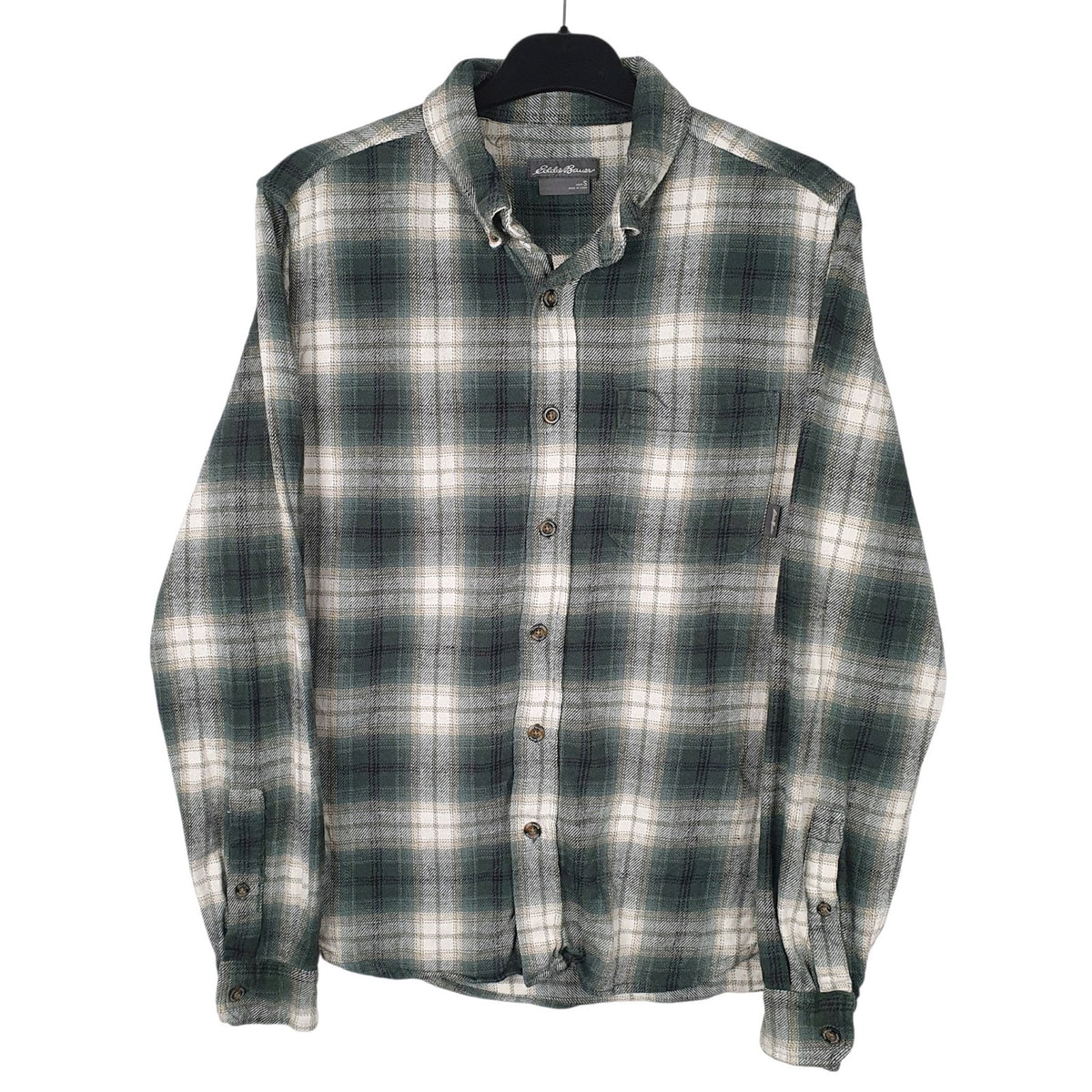Mens Green Eddie Bauer Flannel Long Sleeve Shirt