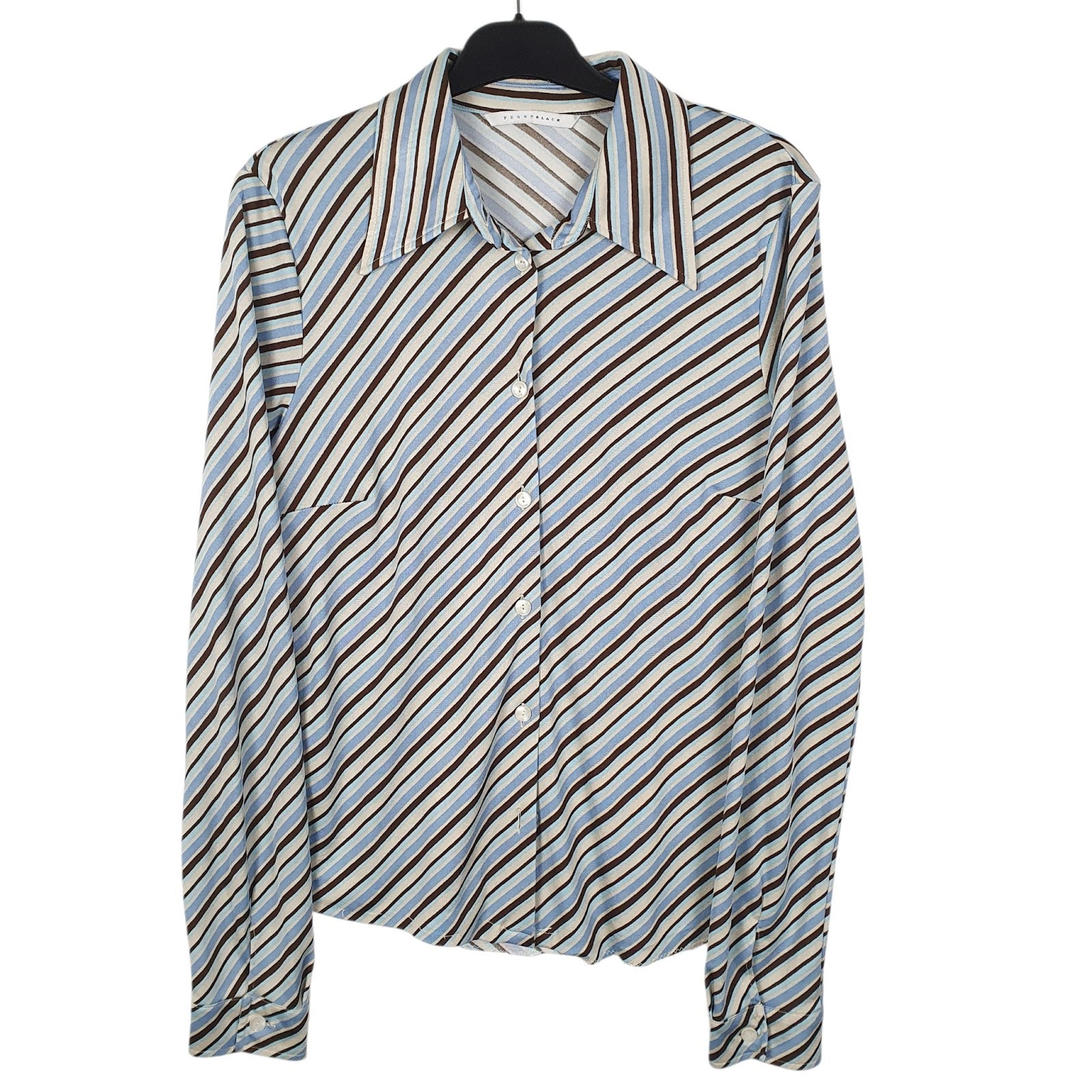 Womens Blue Penny Black  Long Sleeve Shirt