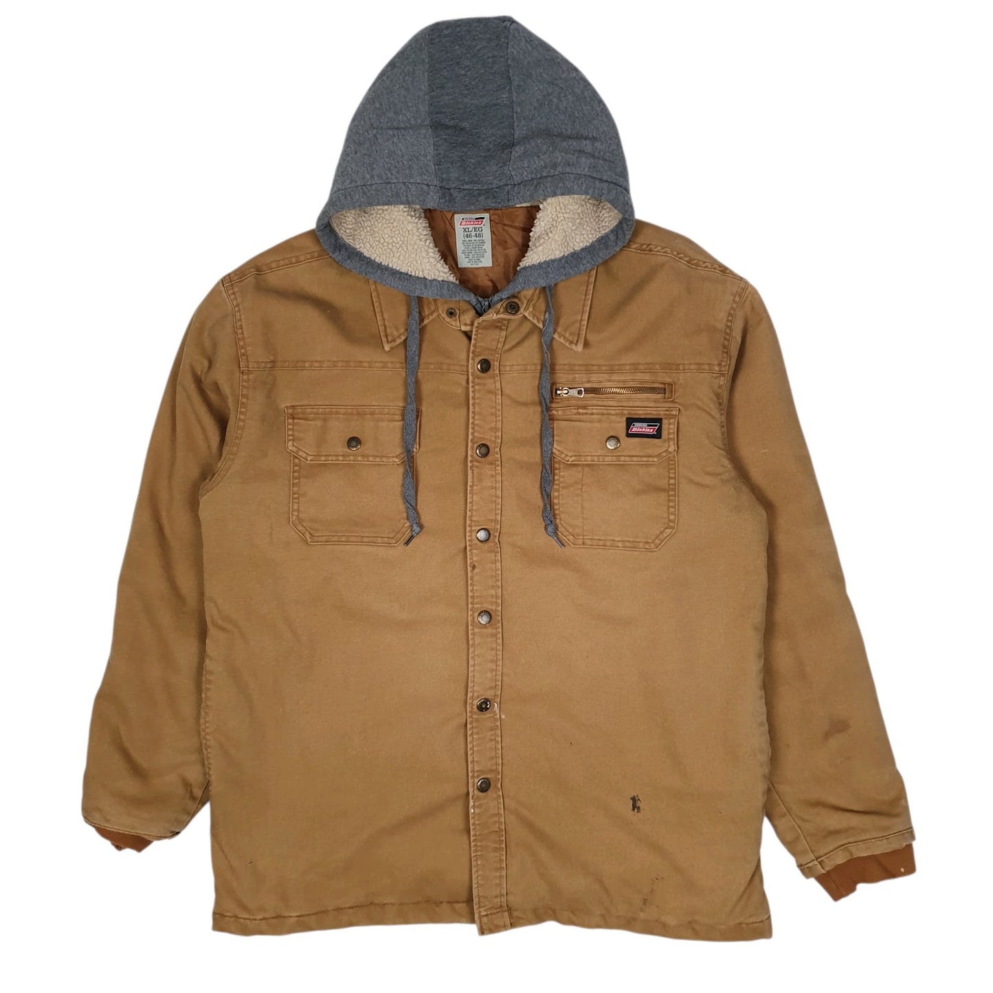 Mens Brown Dickies Windbreaker Hoodie Chore  Coat