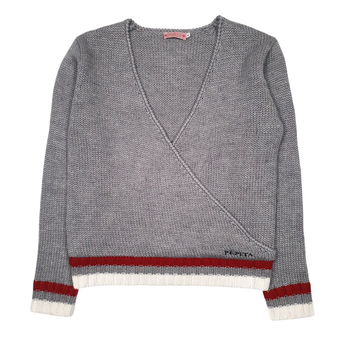 Womens Grey Pepita  V Neck Jumper