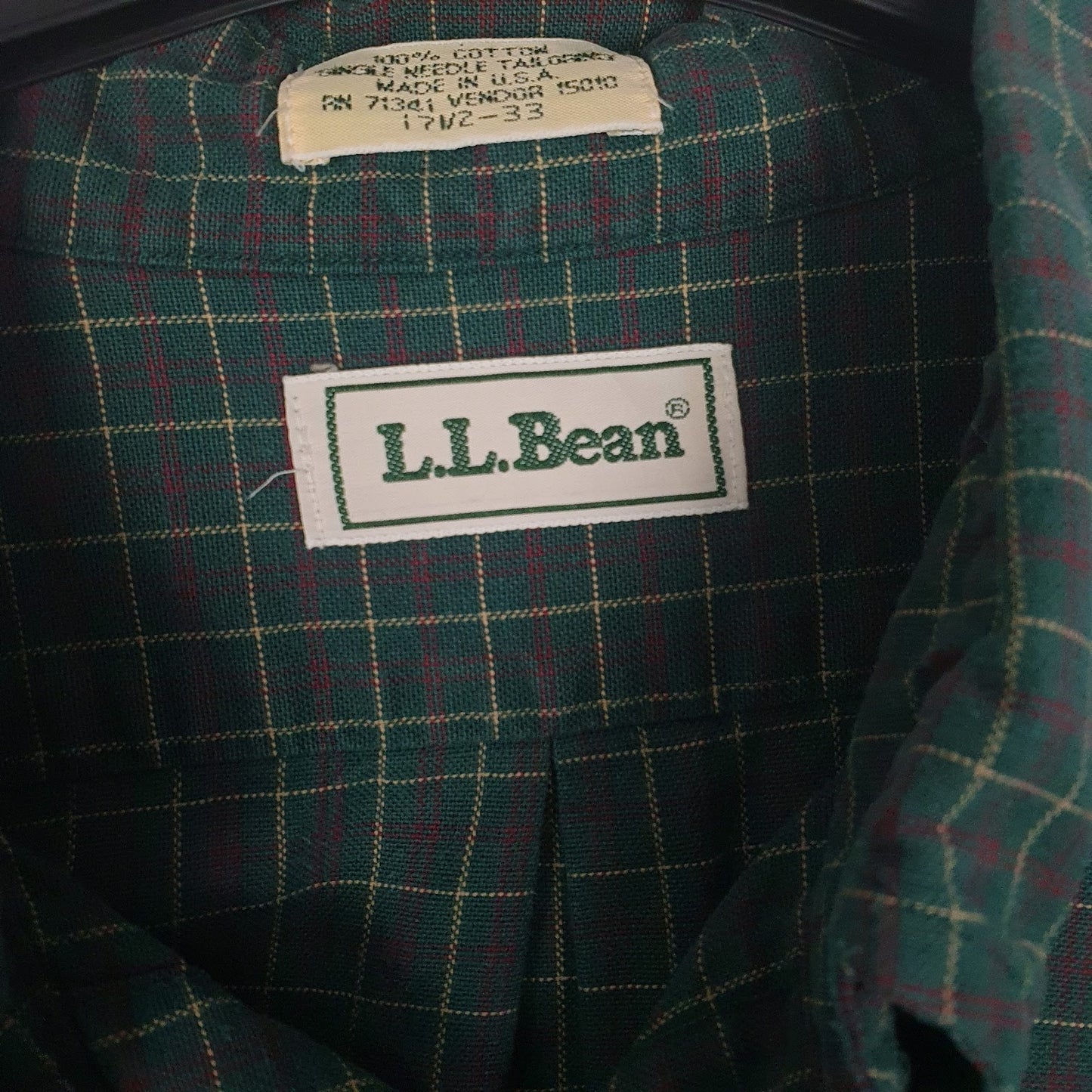 Mens Green L.L.Bean Vintage 90s Made In USA  Shirt