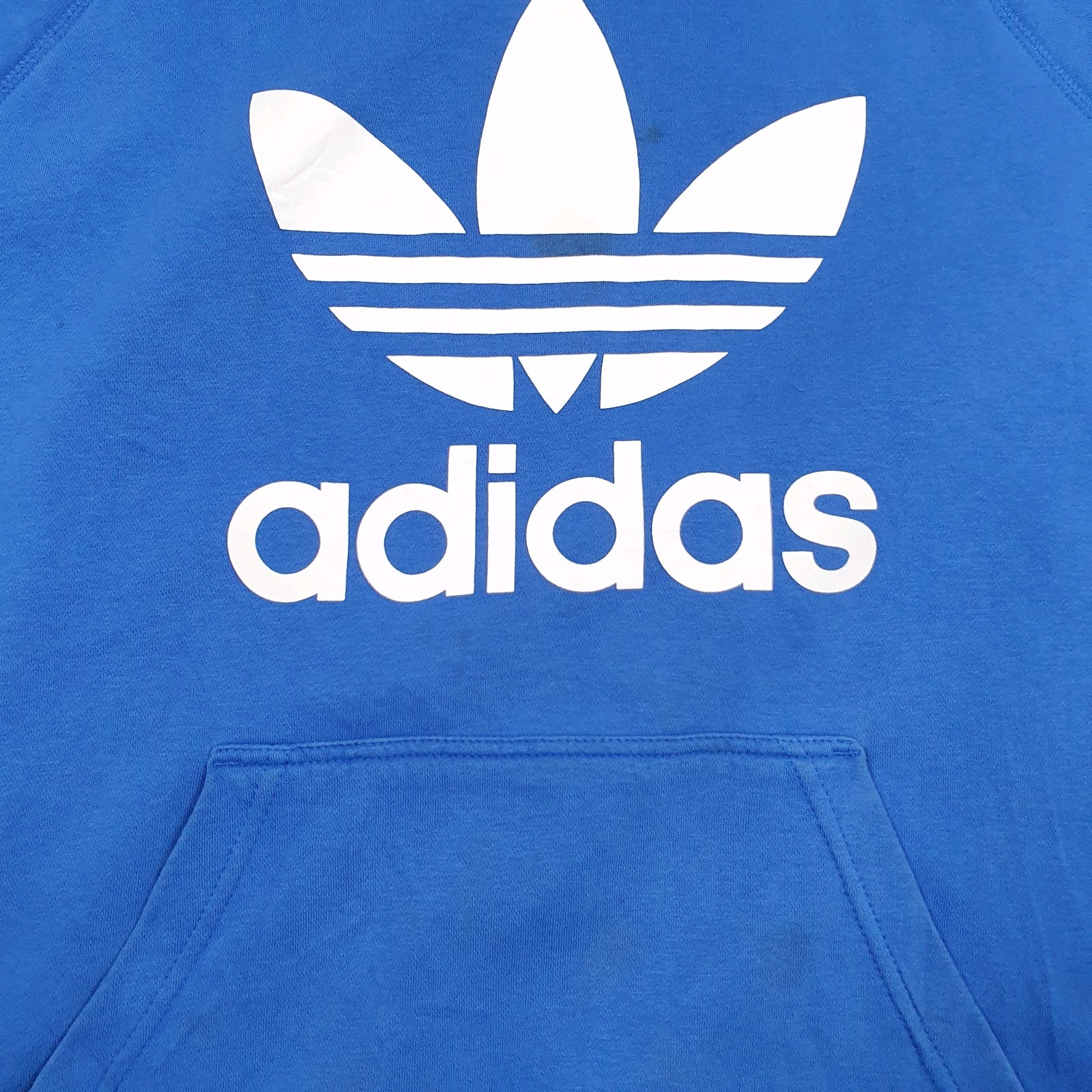 Mens Blue Adidas Spellout Hoodie Jumper