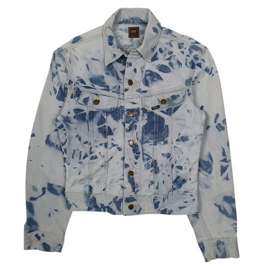 Womens Blue Lee Acid Wash Vintage 1990s Riders Turtle Neck Coat