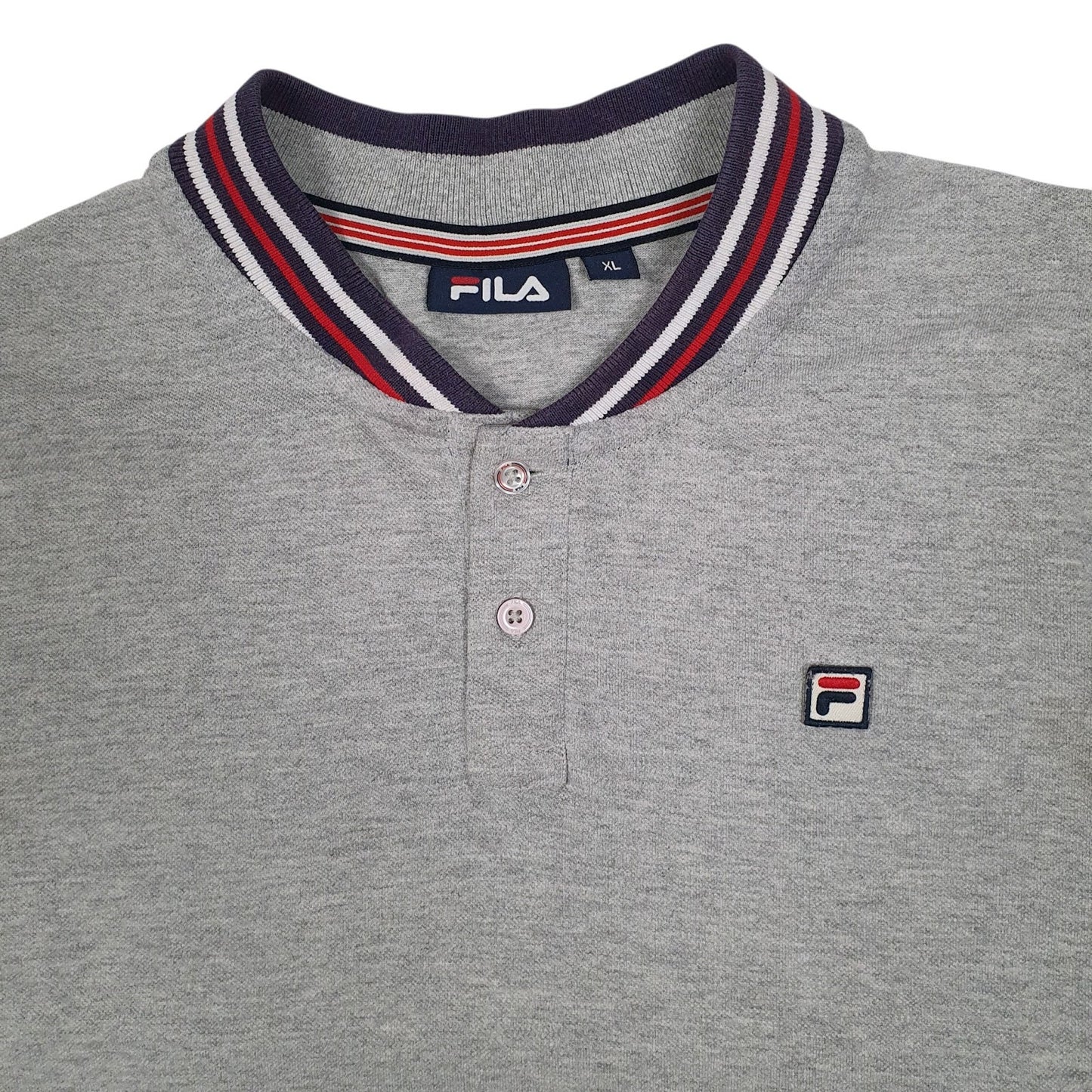 Mens Grey Fila  Hoodie Polo Shirt