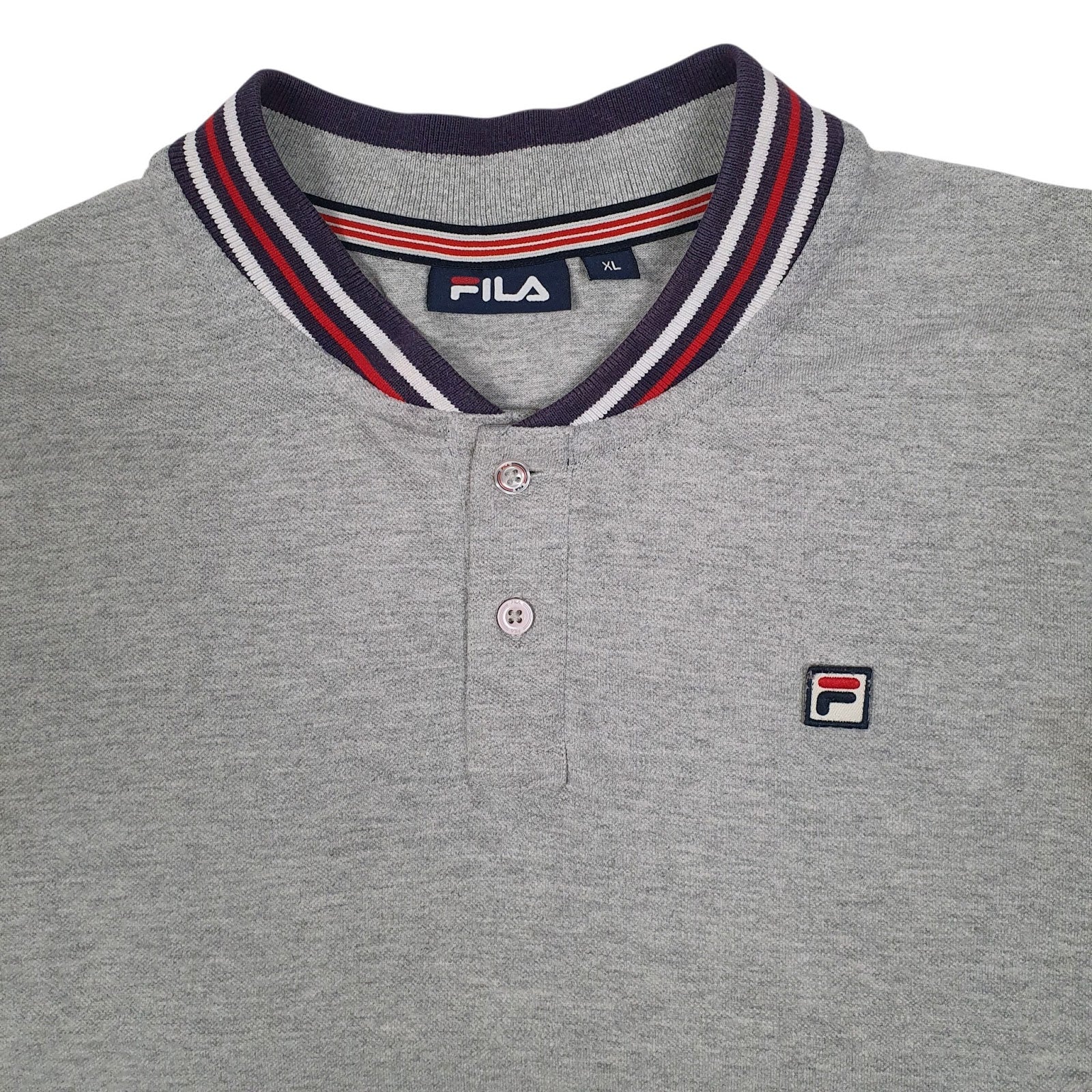 Mens Grey Fila  Hoodie Polo Shirt