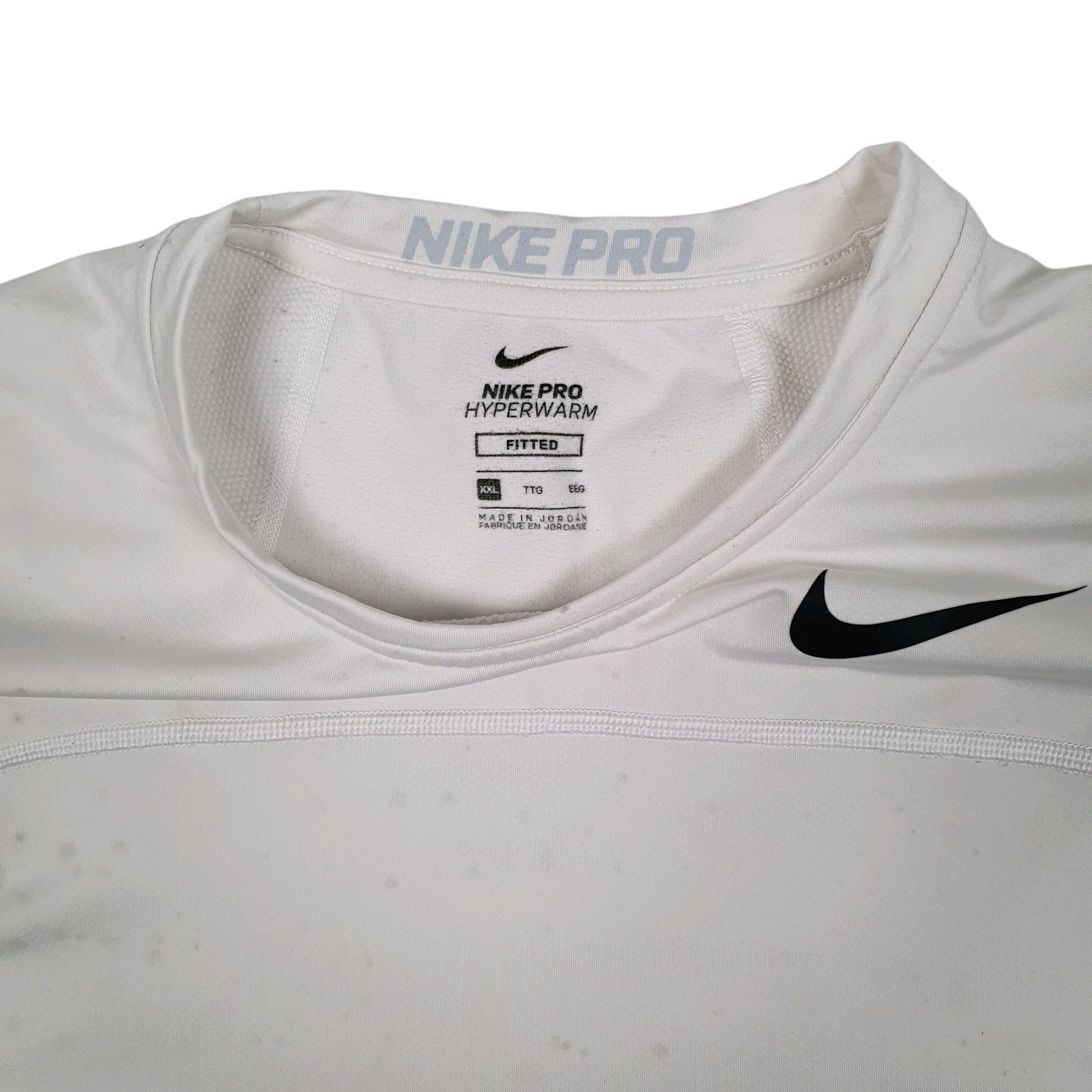 Mens White Nike Pro Hyperwarm Hoodie T Shirt