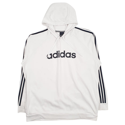 Mens White Adidas Spellout Hoodie Jumper