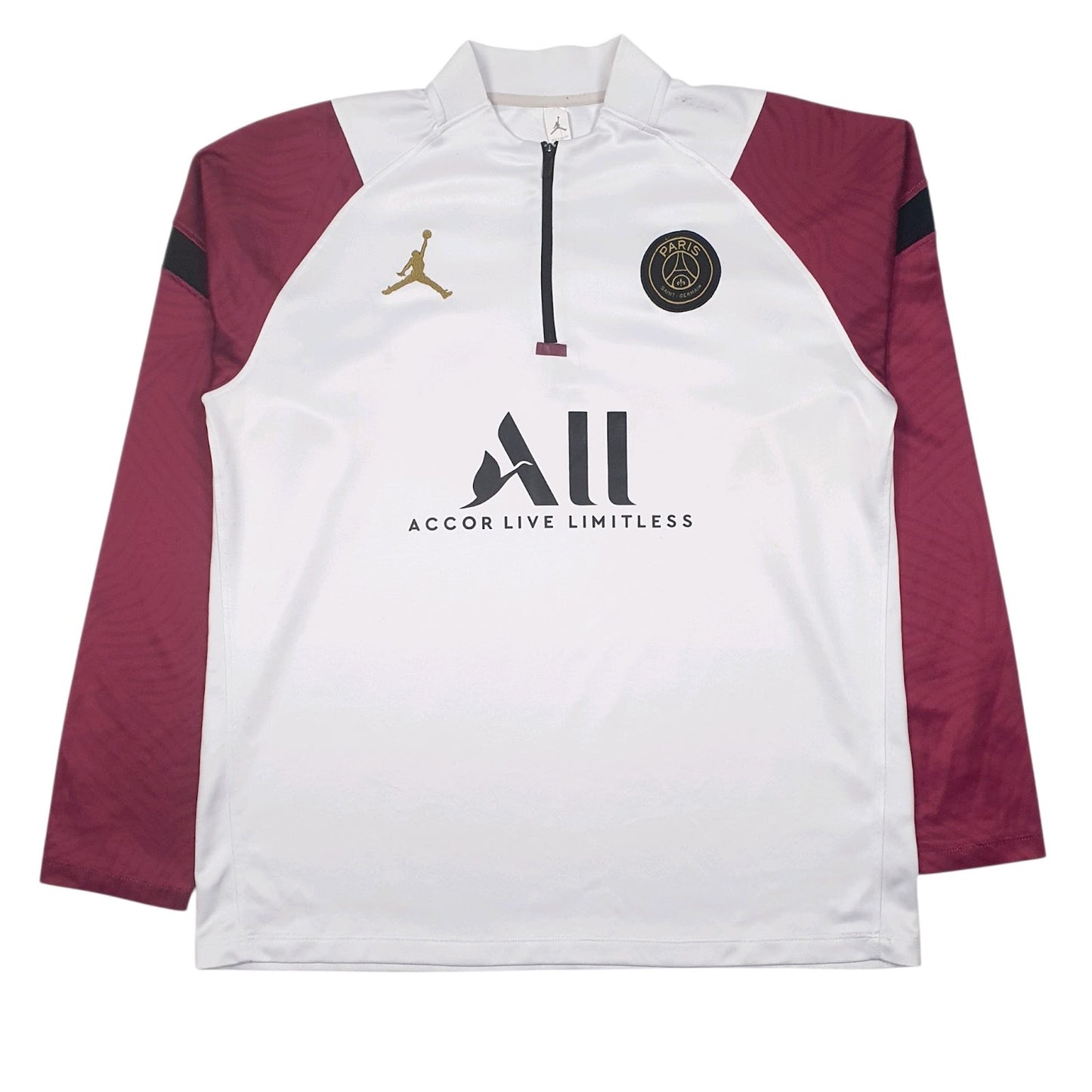 Mens White PSG X Jordan Paris St Germain Quarter Zip Jumper