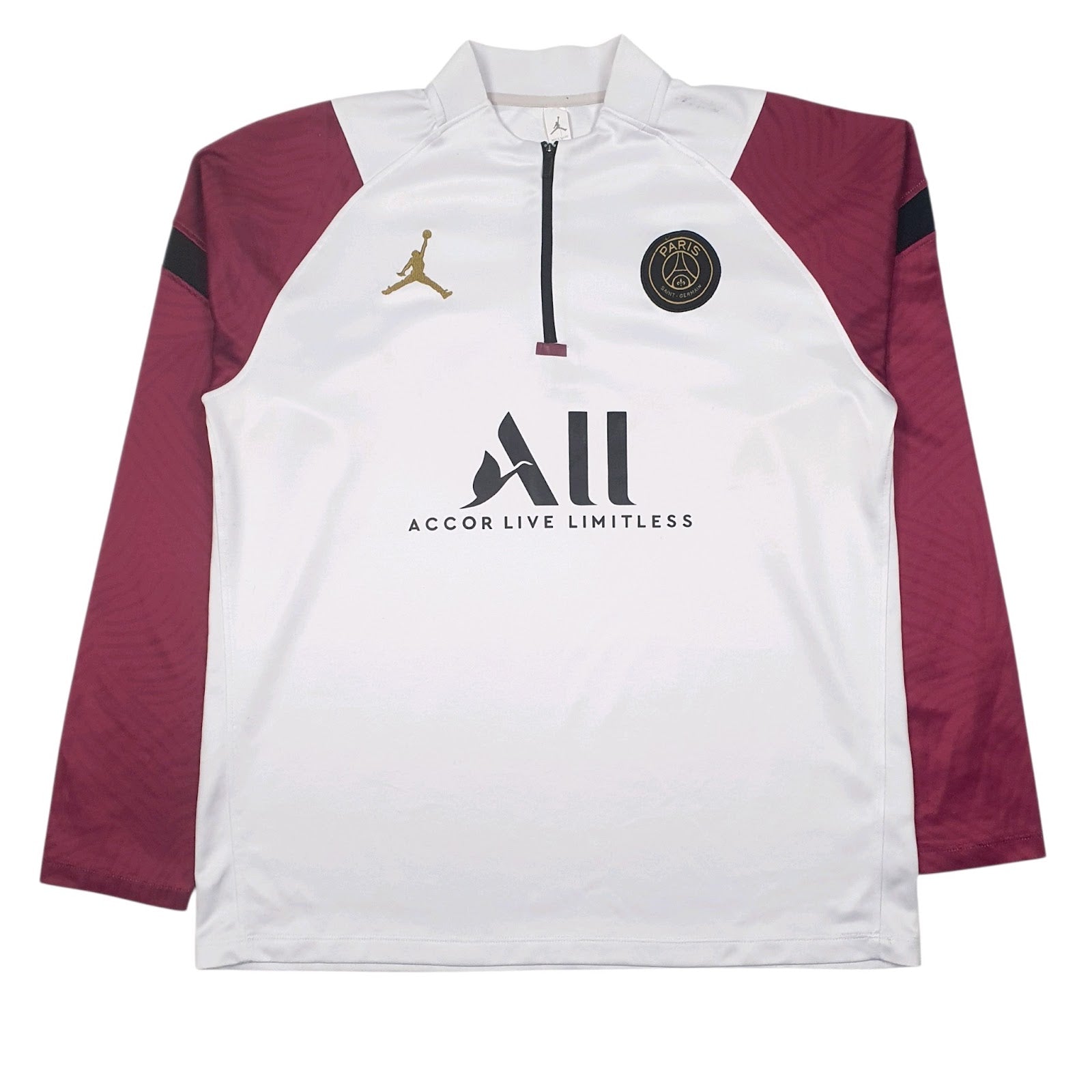 Mens White PSG X Jordan Paris St Germain Quarter Zip Jumper
