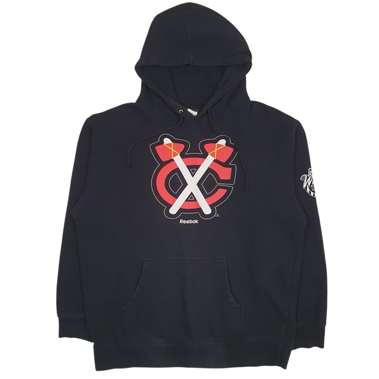 Mens Black Reebok NHL Chicago Blackhawks Hoodie Jumper