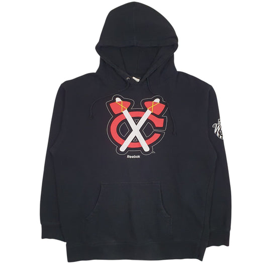 Mens Black Reebok NHL Chicago Blackhawks Hoodie Jumper