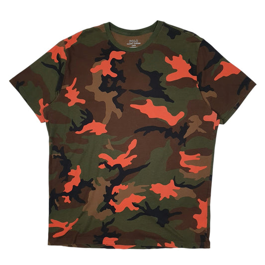 Mens Green Polo Ralph Lauren Camo Camouflage Short Sleeve T Shirt