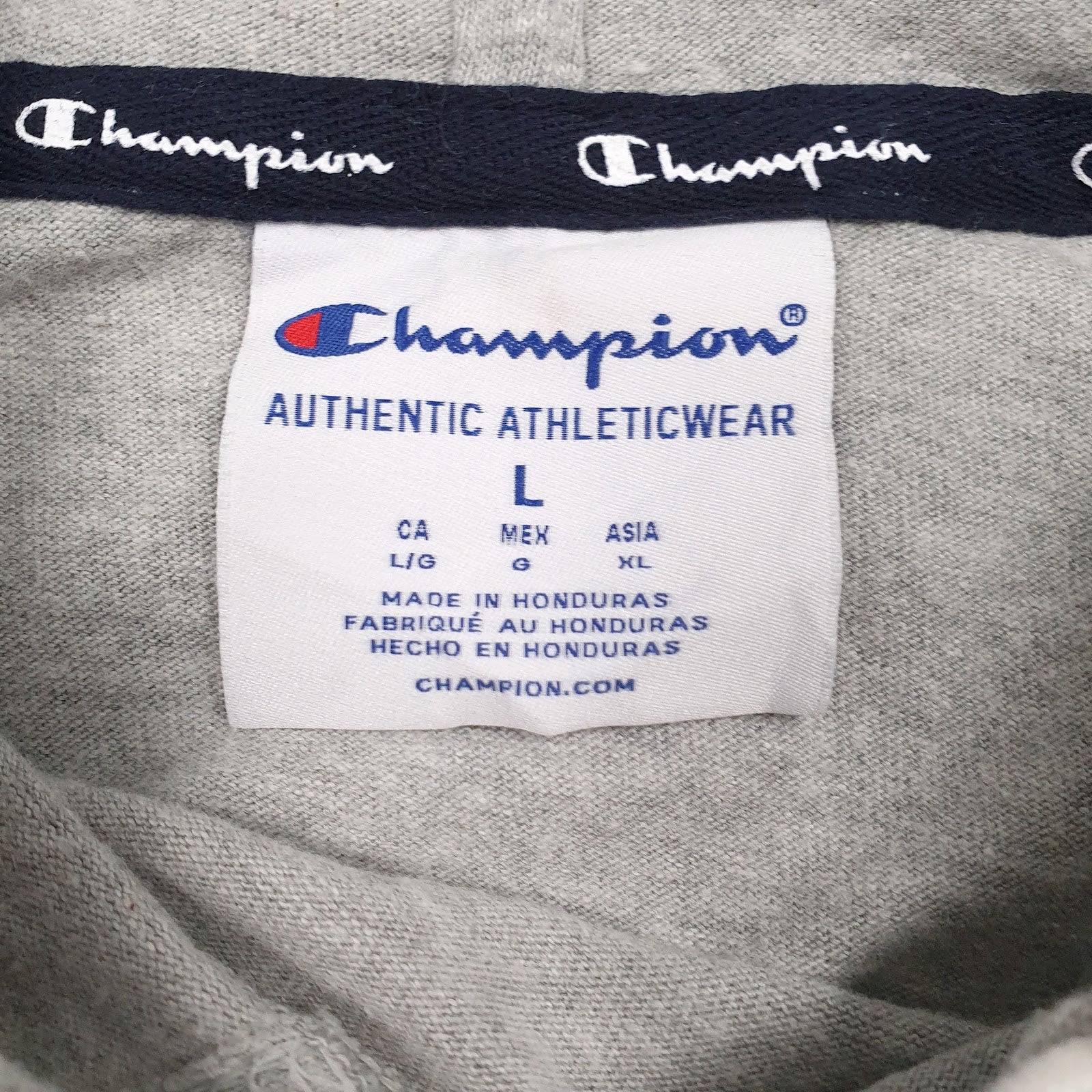 Mens Grey Champion Spellout Lightweight Hoodie Jumper