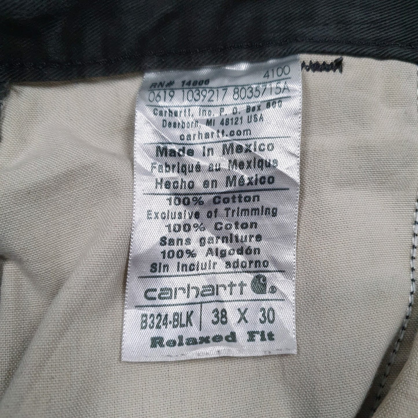 Mens Black Carhartt Workwear B324-BLK  Trousers