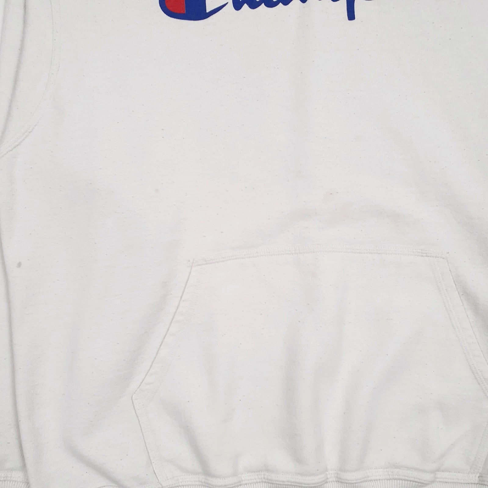 Mens White Champion Spellout Hoodie Jumper