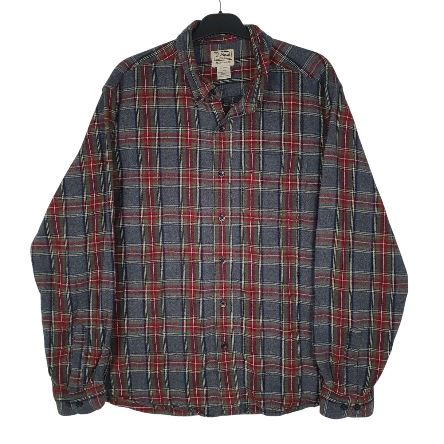 Mens Grey L.L.Bean Flannem Long Sleeve Shirt